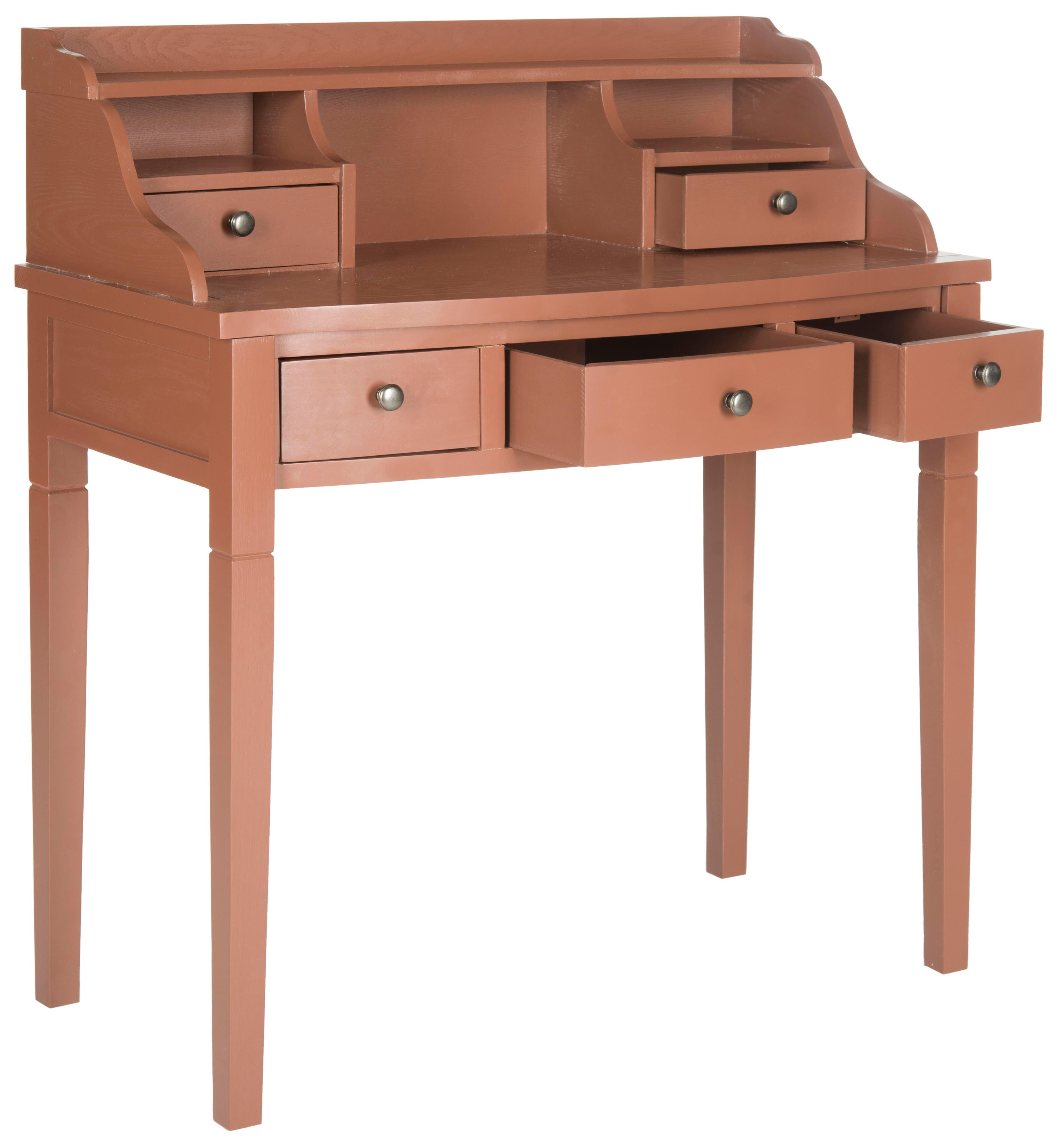 5 Drawer Writing Desk, Brown, large