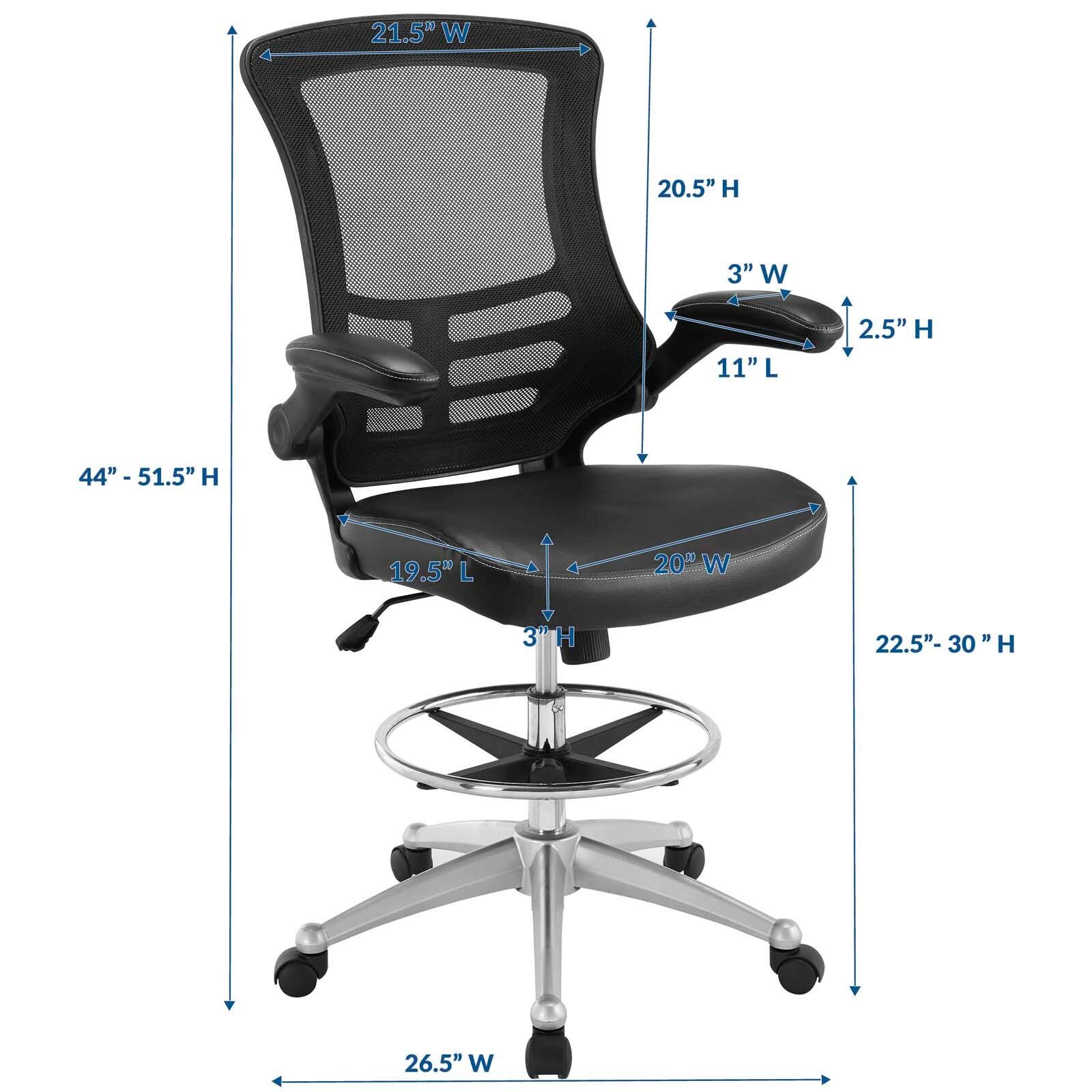 Modway Attainment Vinyl Drafting Chair, Black, large