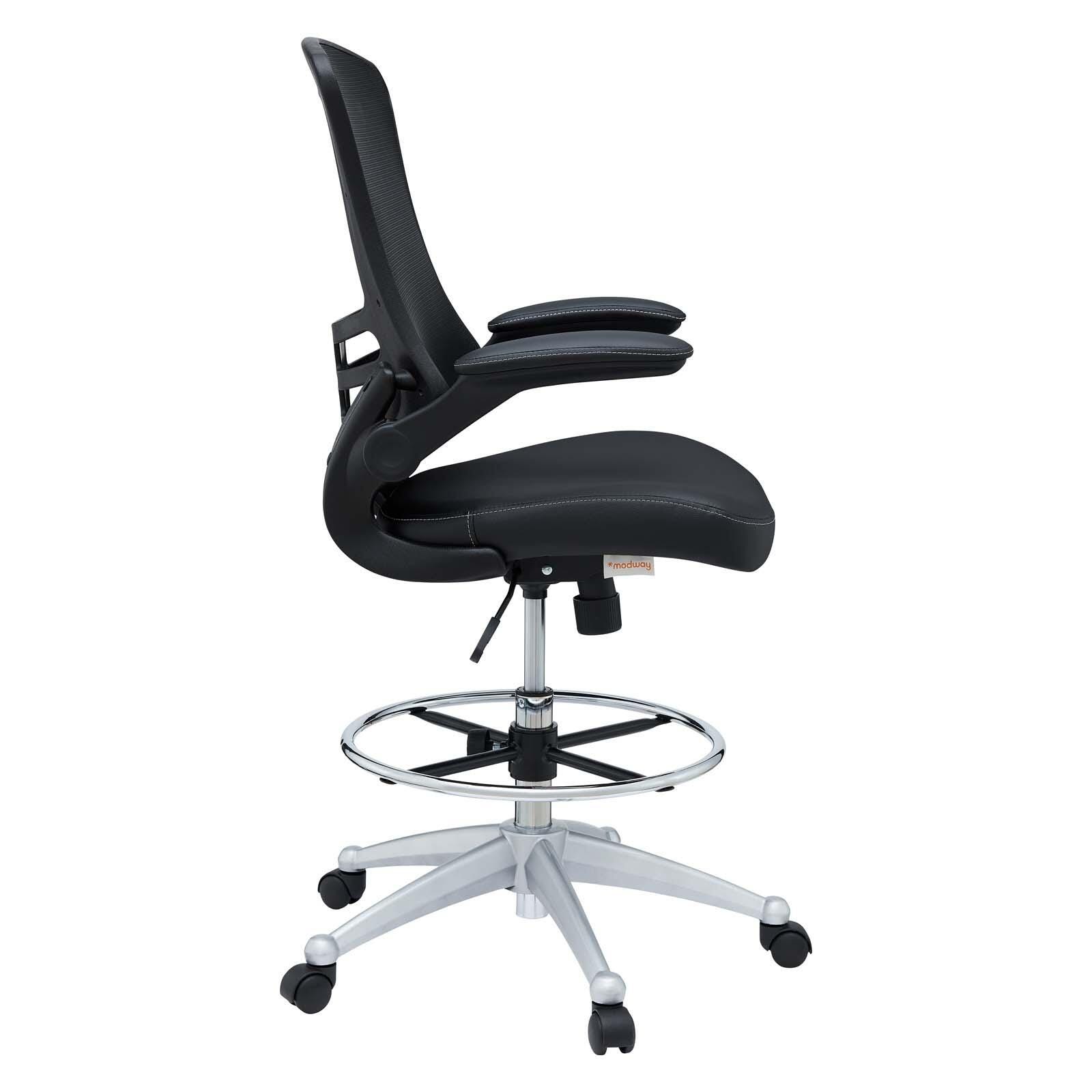 Modway Attainment Vinyl Drafting Chair, Black, large