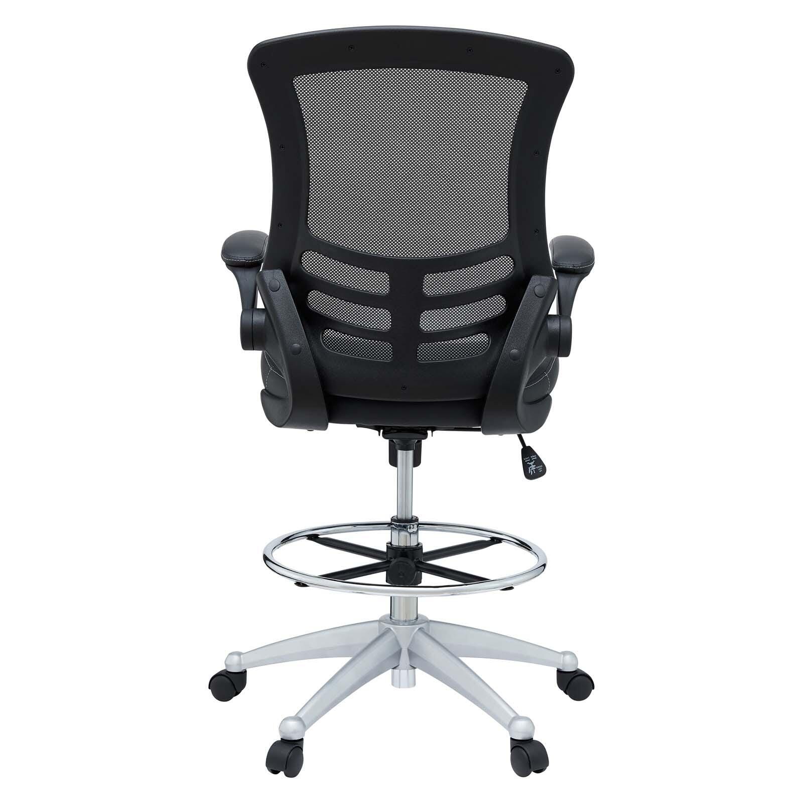 Modway Attainment Vinyl Drafting Chair, Black, large