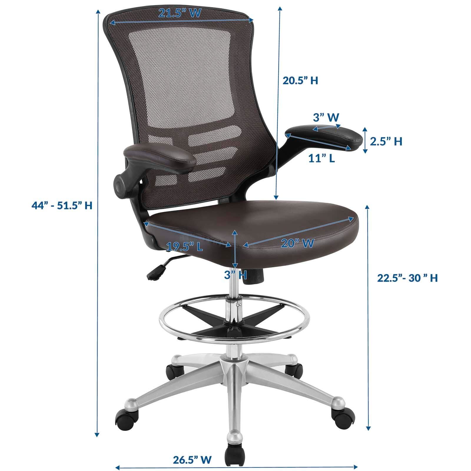 Modway Attainment Vinyl Drafting Chair, Brown, large