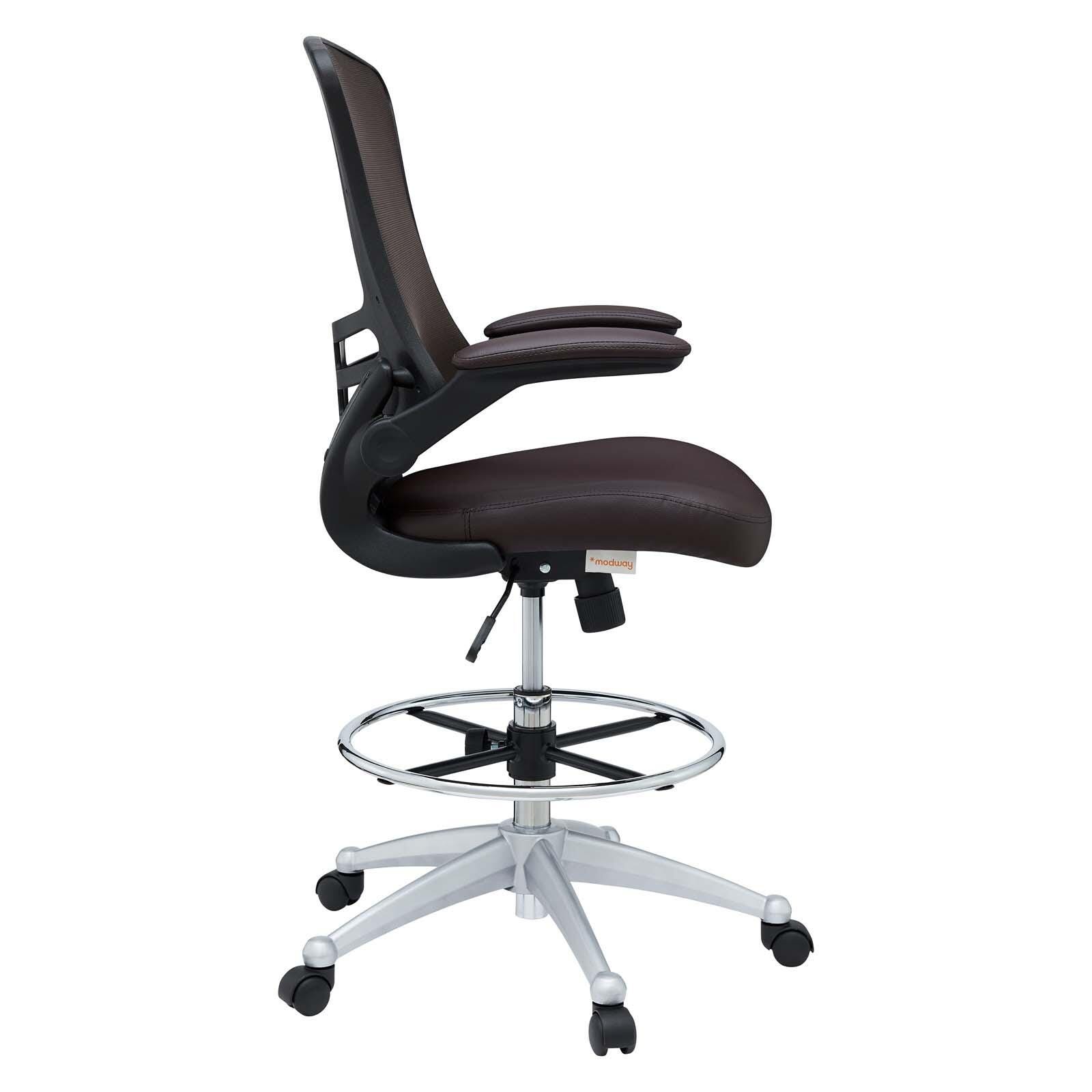 Modway Attainment Vinyl Drafting Chair, Brown, large