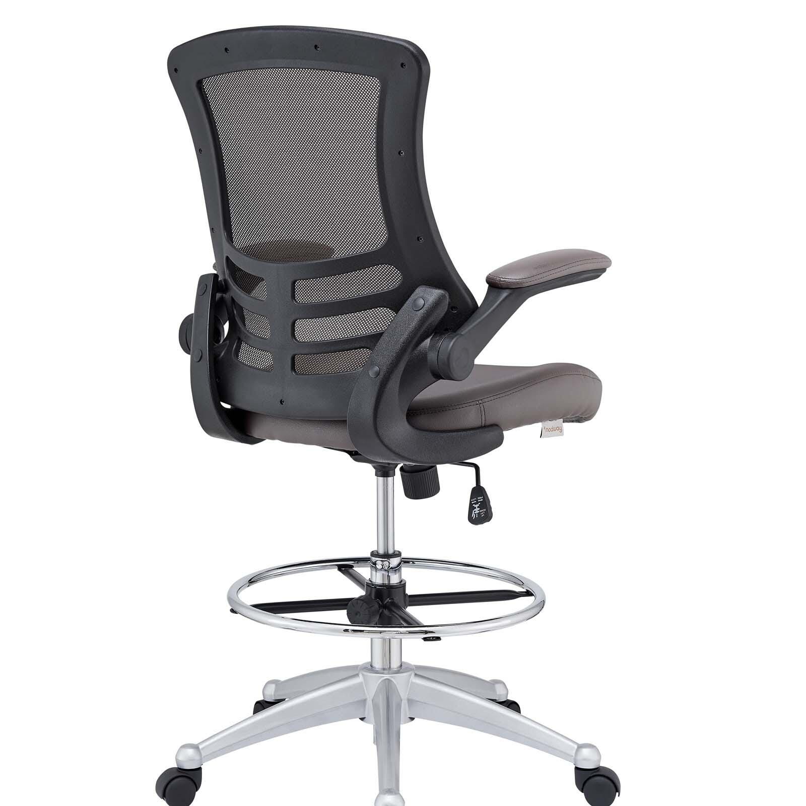 Modway Attainment Vinyl Drafting Chair, Brown, large