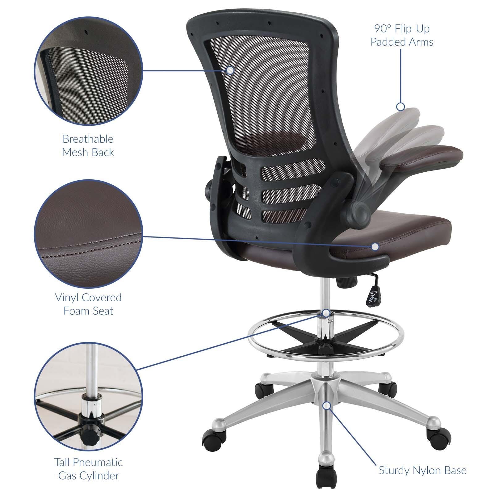 Modway Attainment Vinyl Drafting Chair, Brown, large