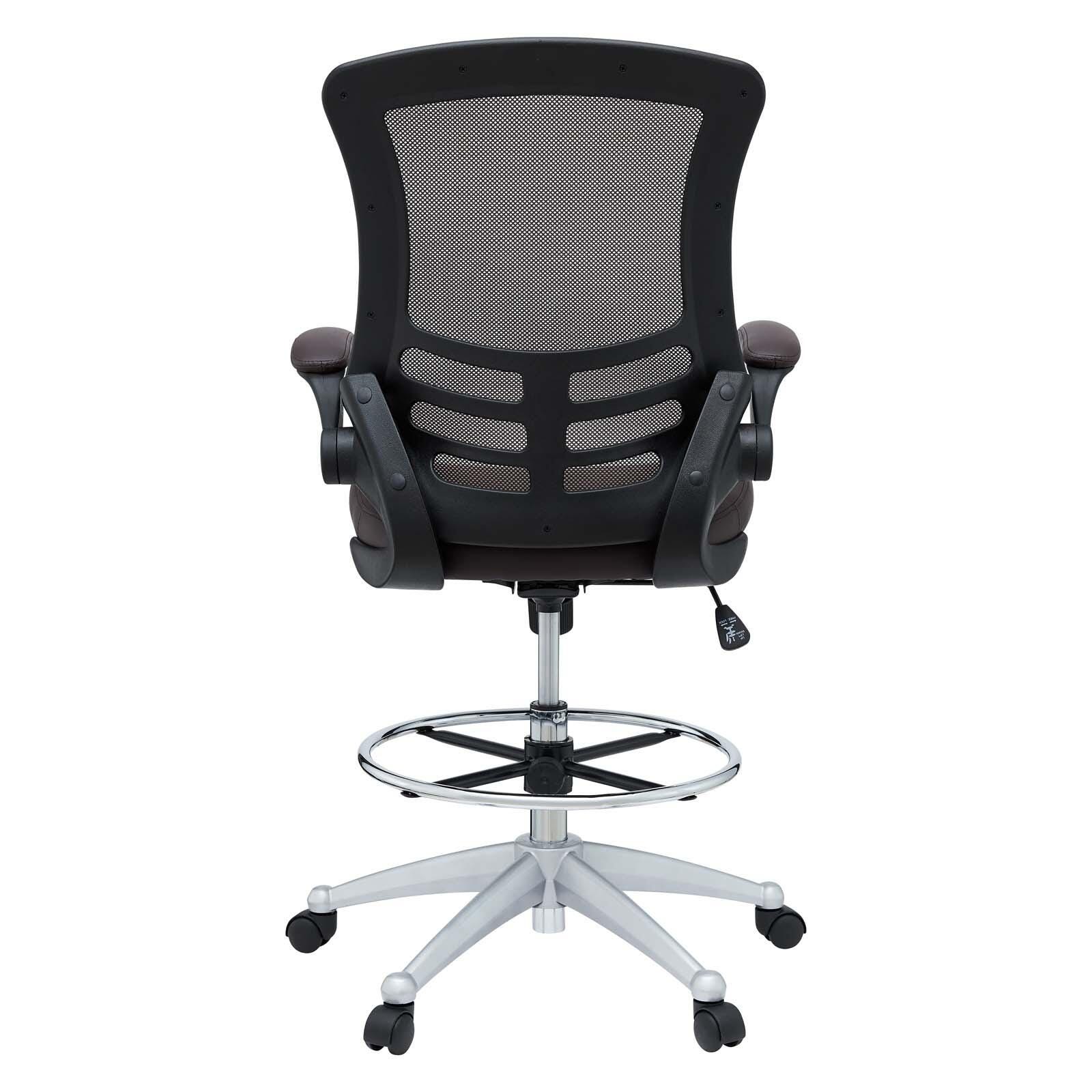 Modway Attainment Vinyl Drafting Chair, Brown, large