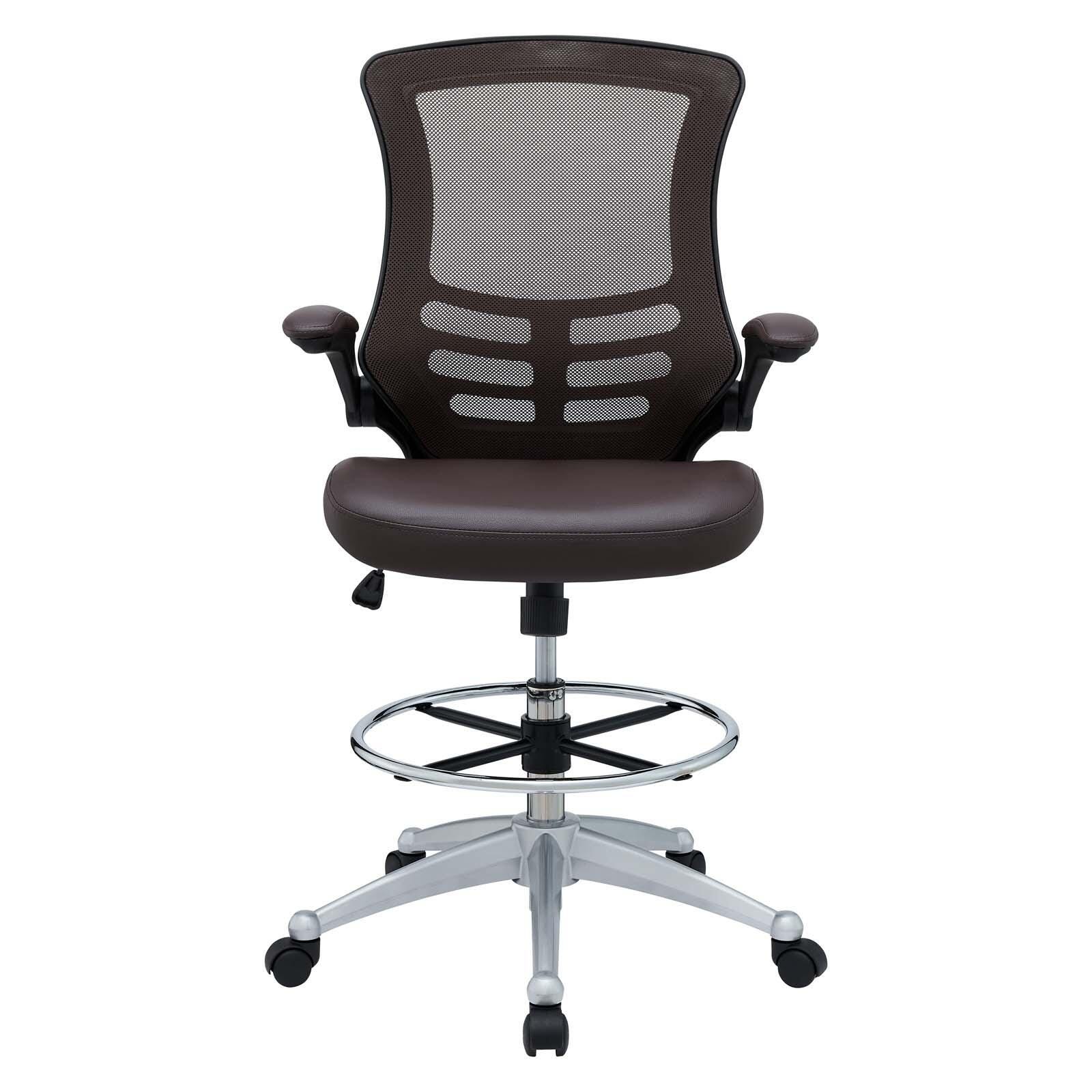 Modway Attainment Vinyl Drafting Chair, Brown, large
