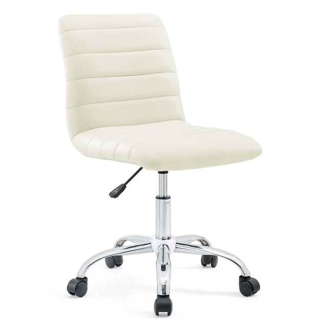 Modway Ripple Armless Mid Back Vinyl Office Chair, White
