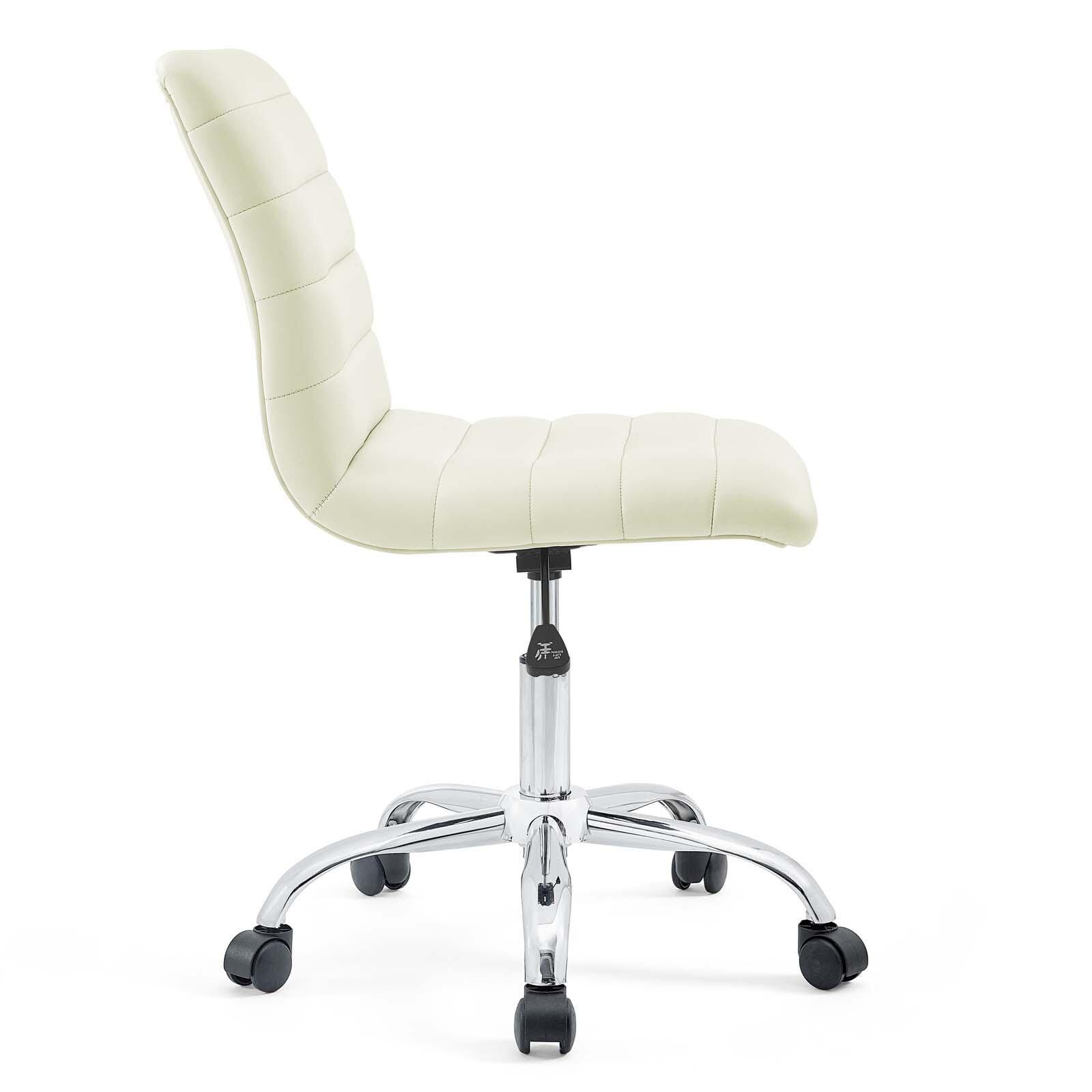 Modway Ripple Armless Mid Back Vinyl Office Chair, White, large