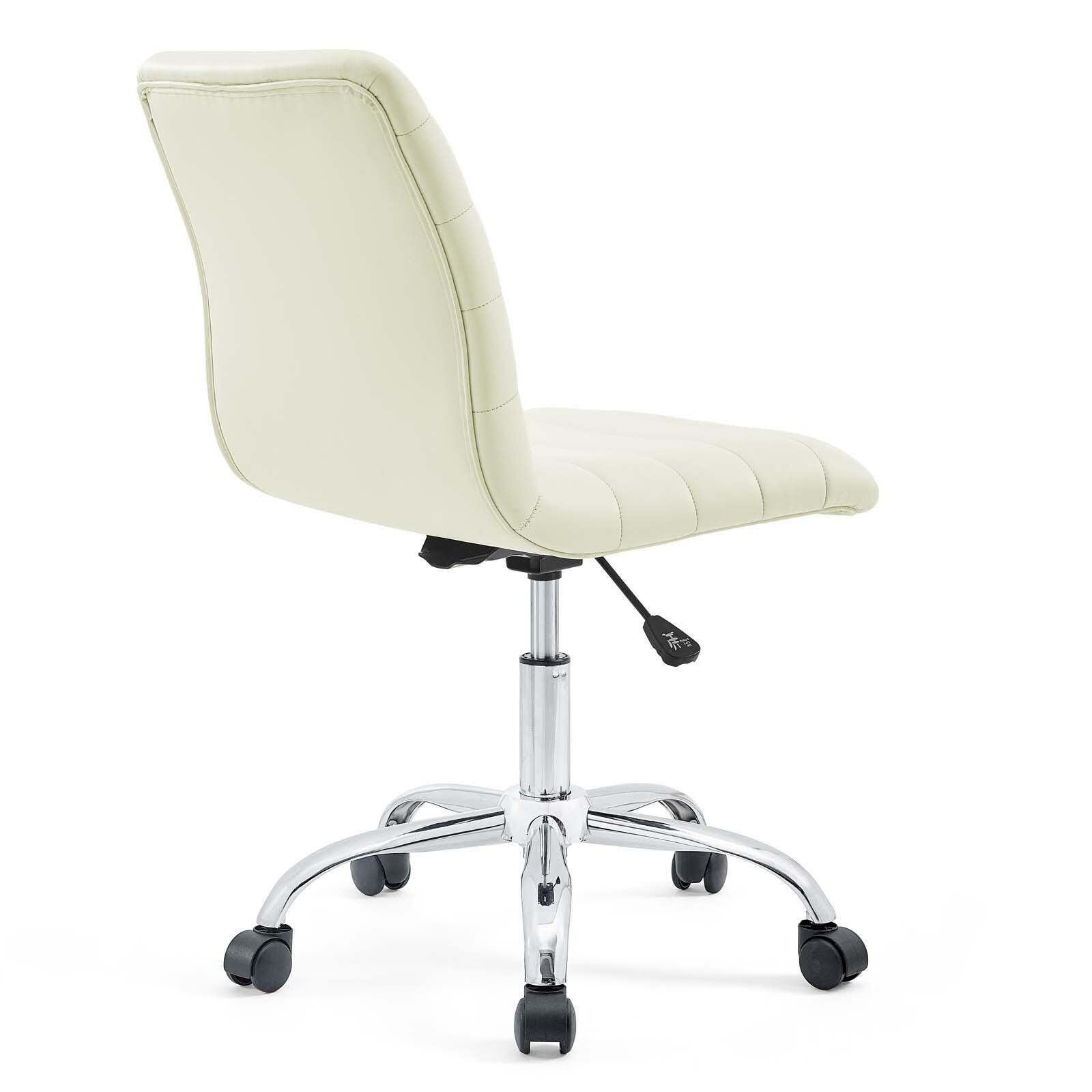 Modway Ripple Armless Mid Back Vinyl Office Chair, White, large