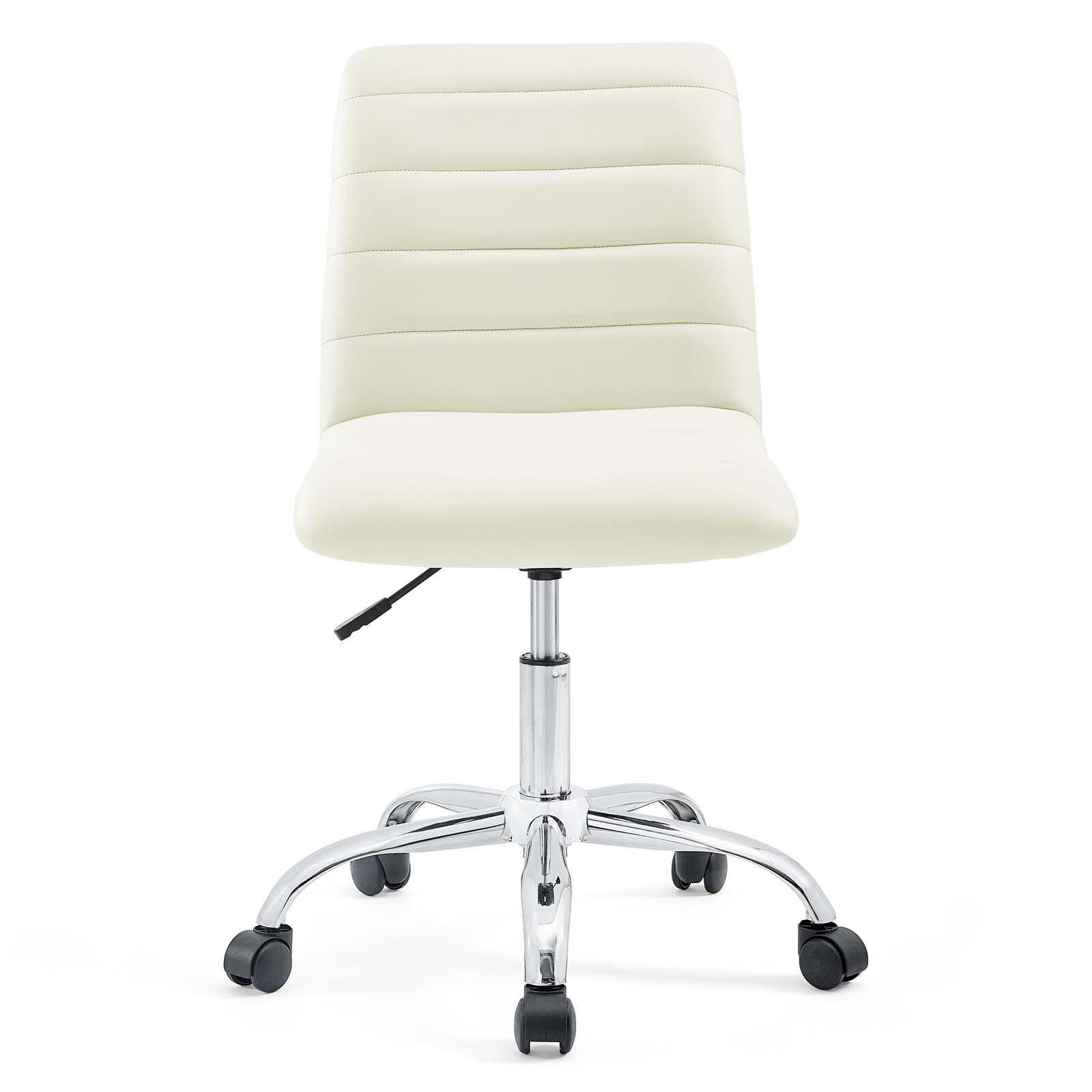 Modway Ripple Armless Mid Back Vinyl Office Chair, White, large