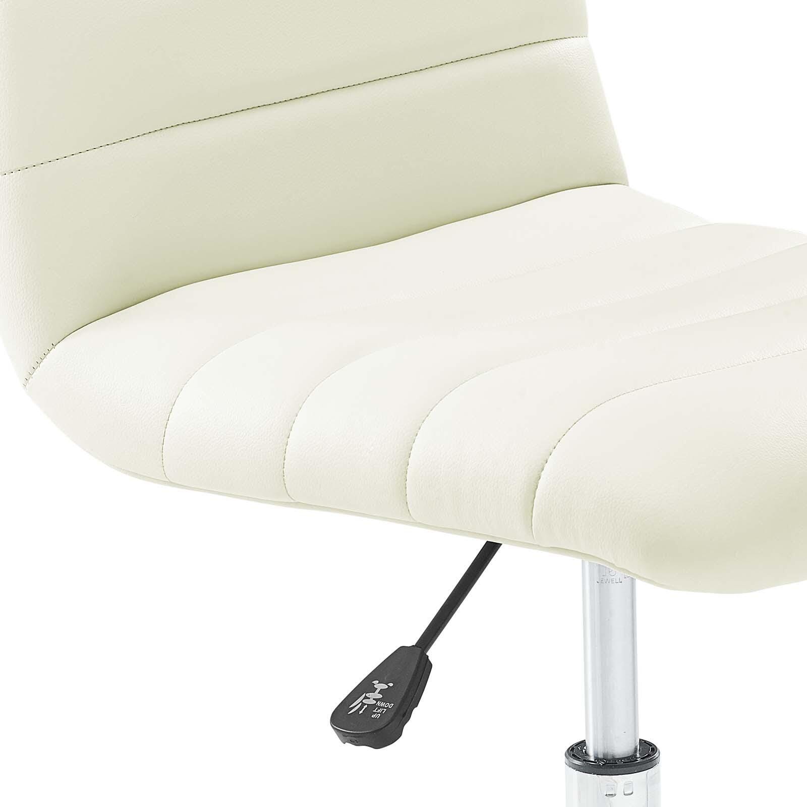 Modway Ripple Armless Mid Back Vinyl Office Chair, White, large