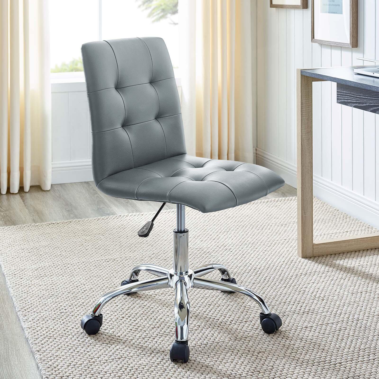 Modway Prim Armless Mid Back Office Chair, Gray, large