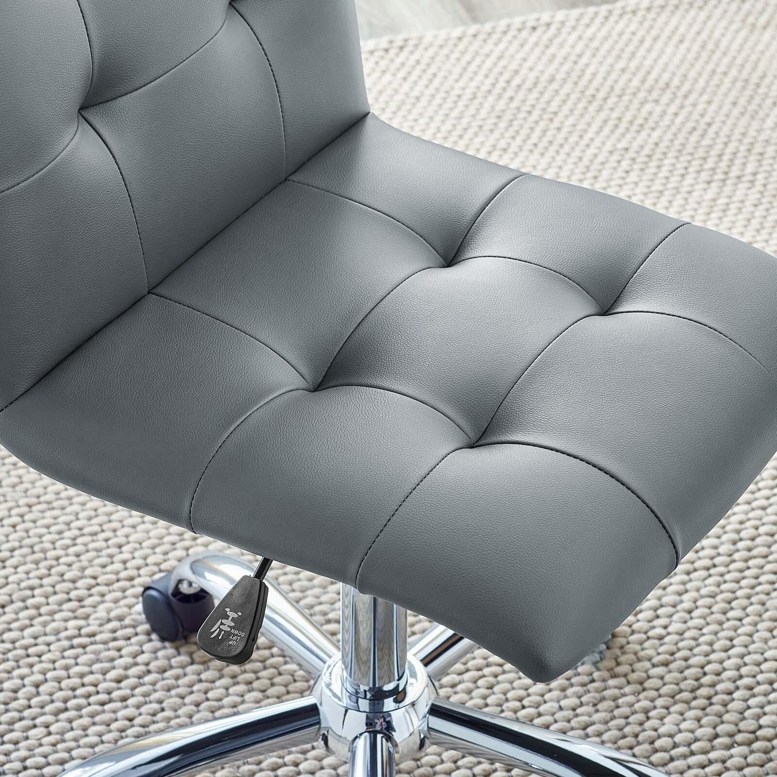 Modway Prim Armless Mid Back Office Chair, Gray, large