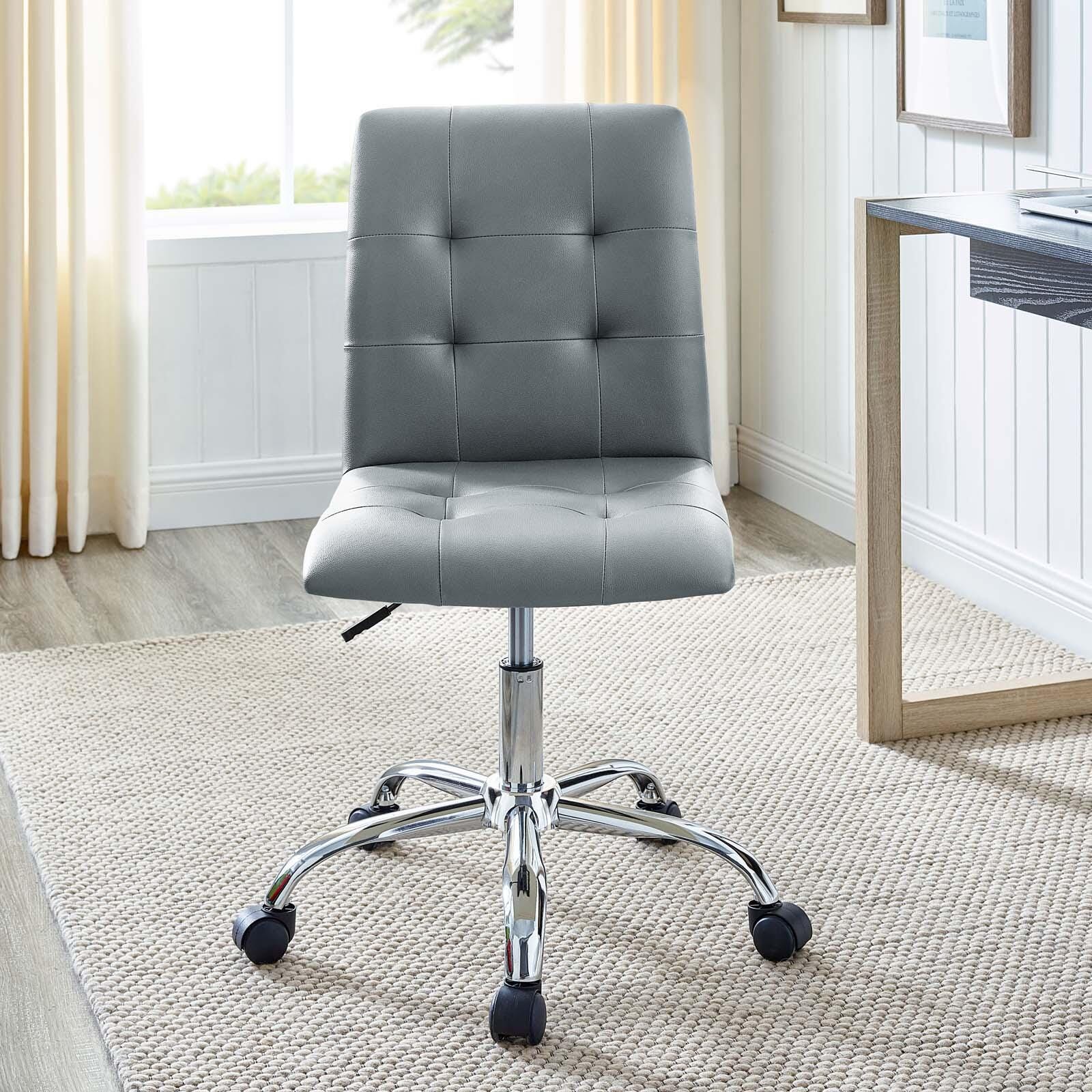 Modway Prim Armless Mid Back Office Chair, Gray, large