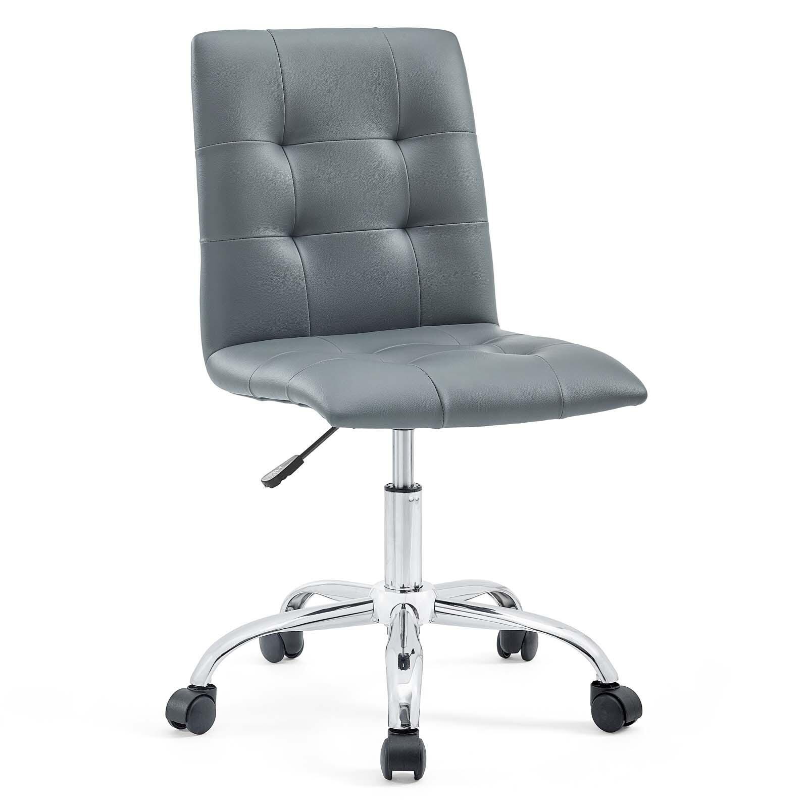 Modway Prim Armless Mid Back Office Chair, Gray, large