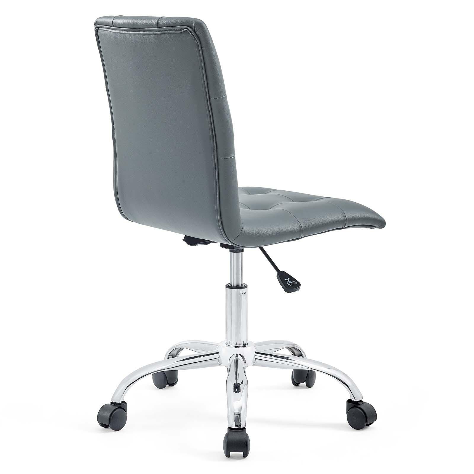 Modway Prim Armless Mid Back Office Chair, Gray, large