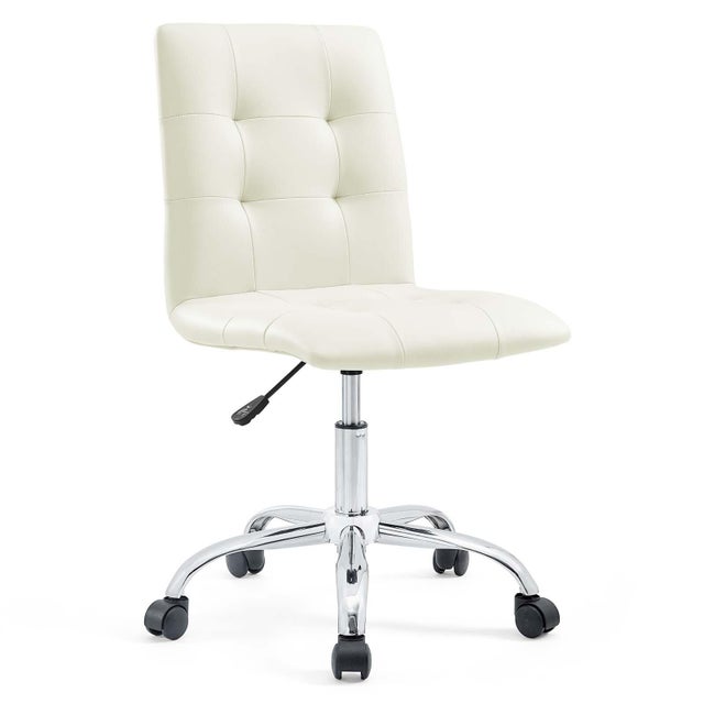 Modway Prim Armless Mid Back Office Chair, White