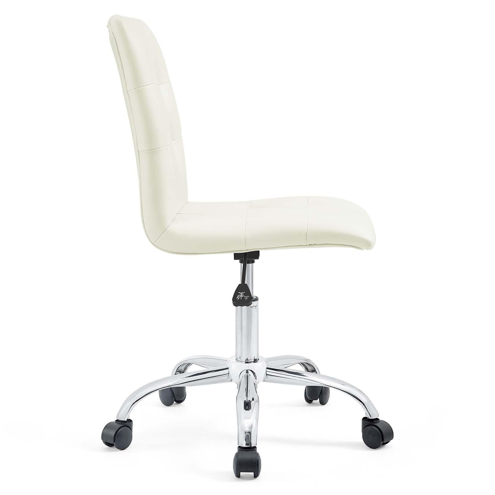 Modway Prim Armless Mid Back Office Chair, White, large