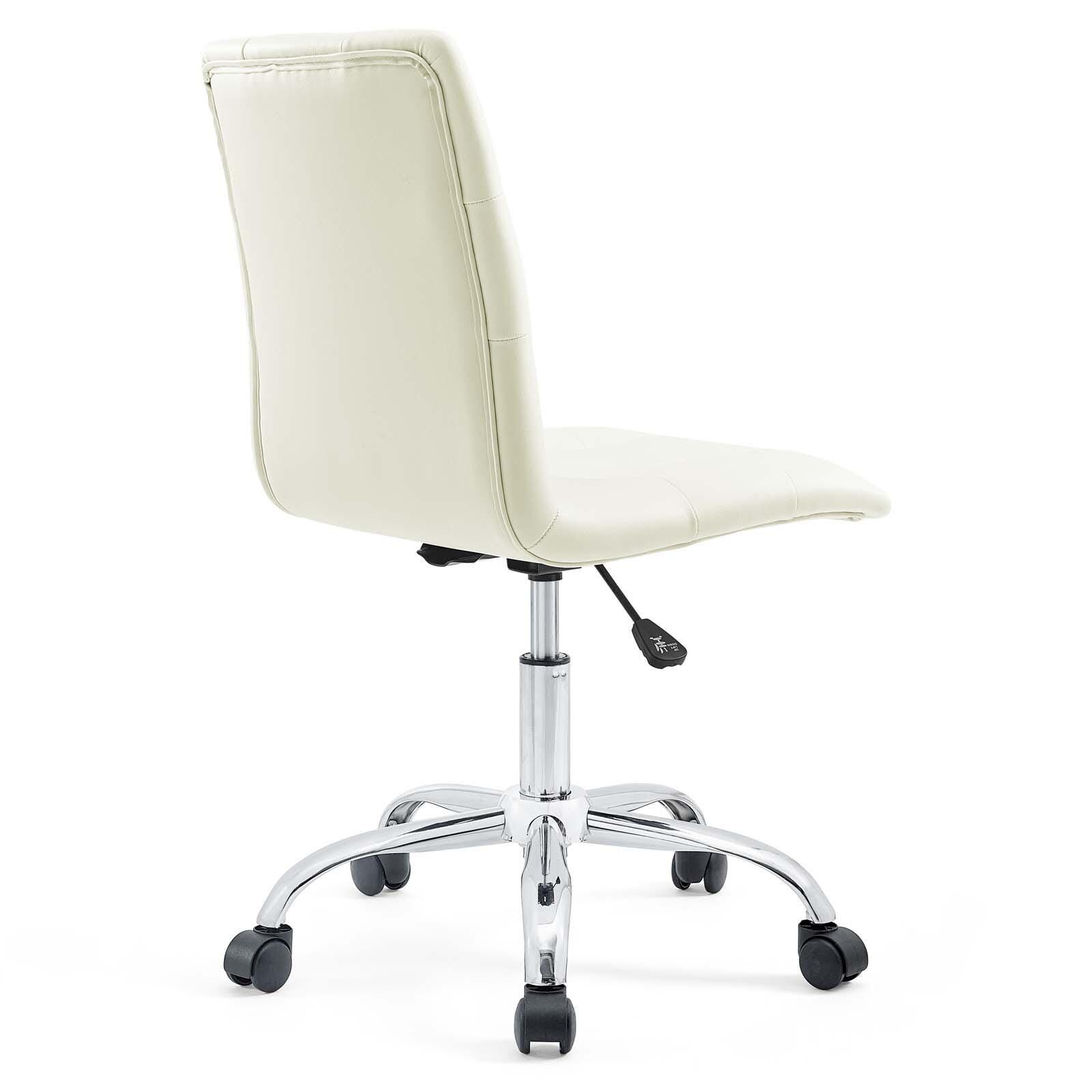 Modway Prim Armless Mid Back Office Chair, White, large