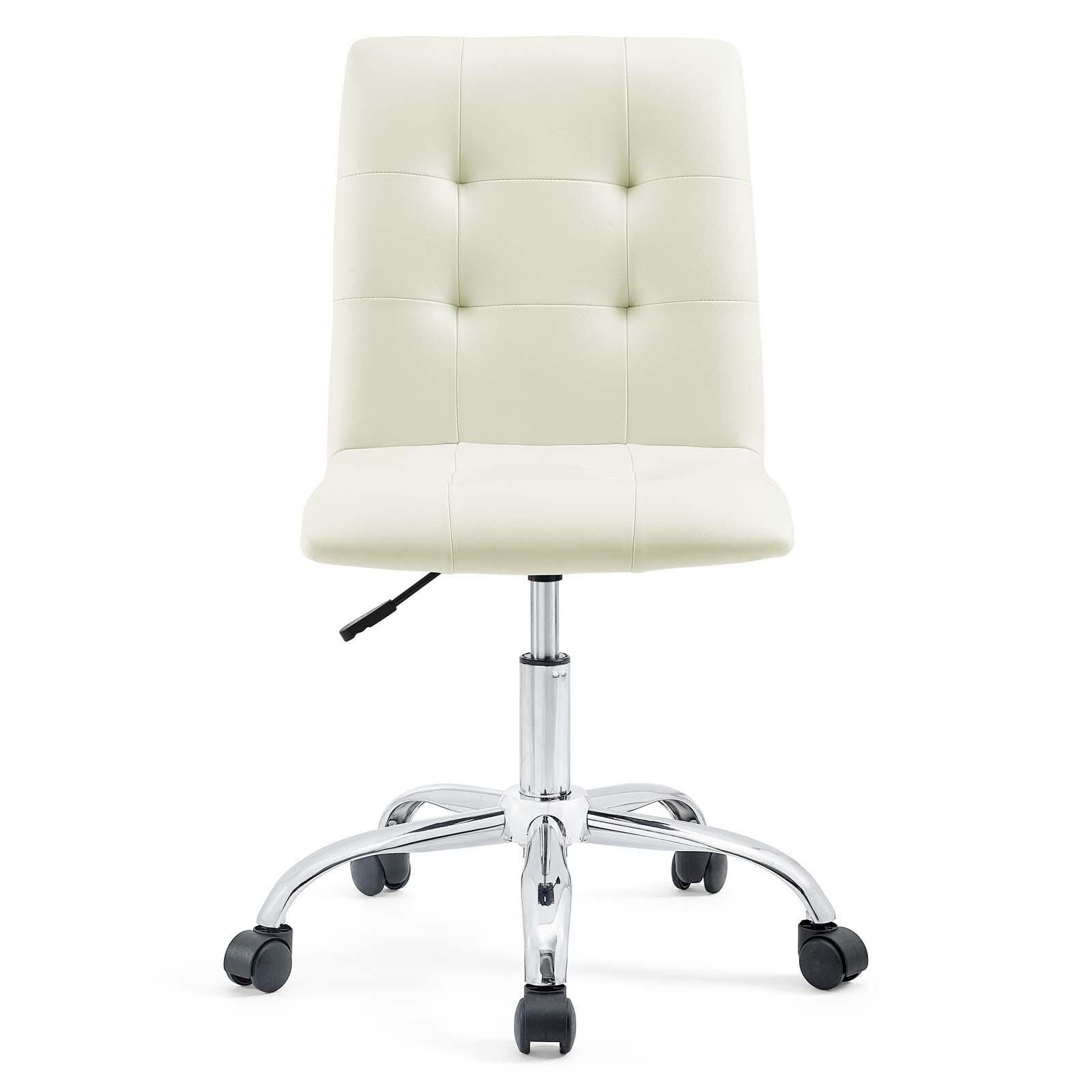 Modway Prim Armless Mid Back Office Chair, White, large