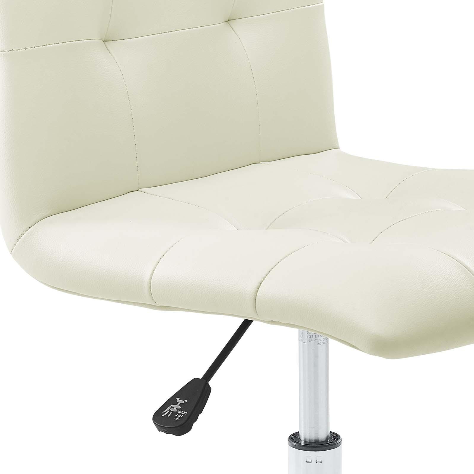 Modway Prim Armless Mid Back Office Chair, White, large
