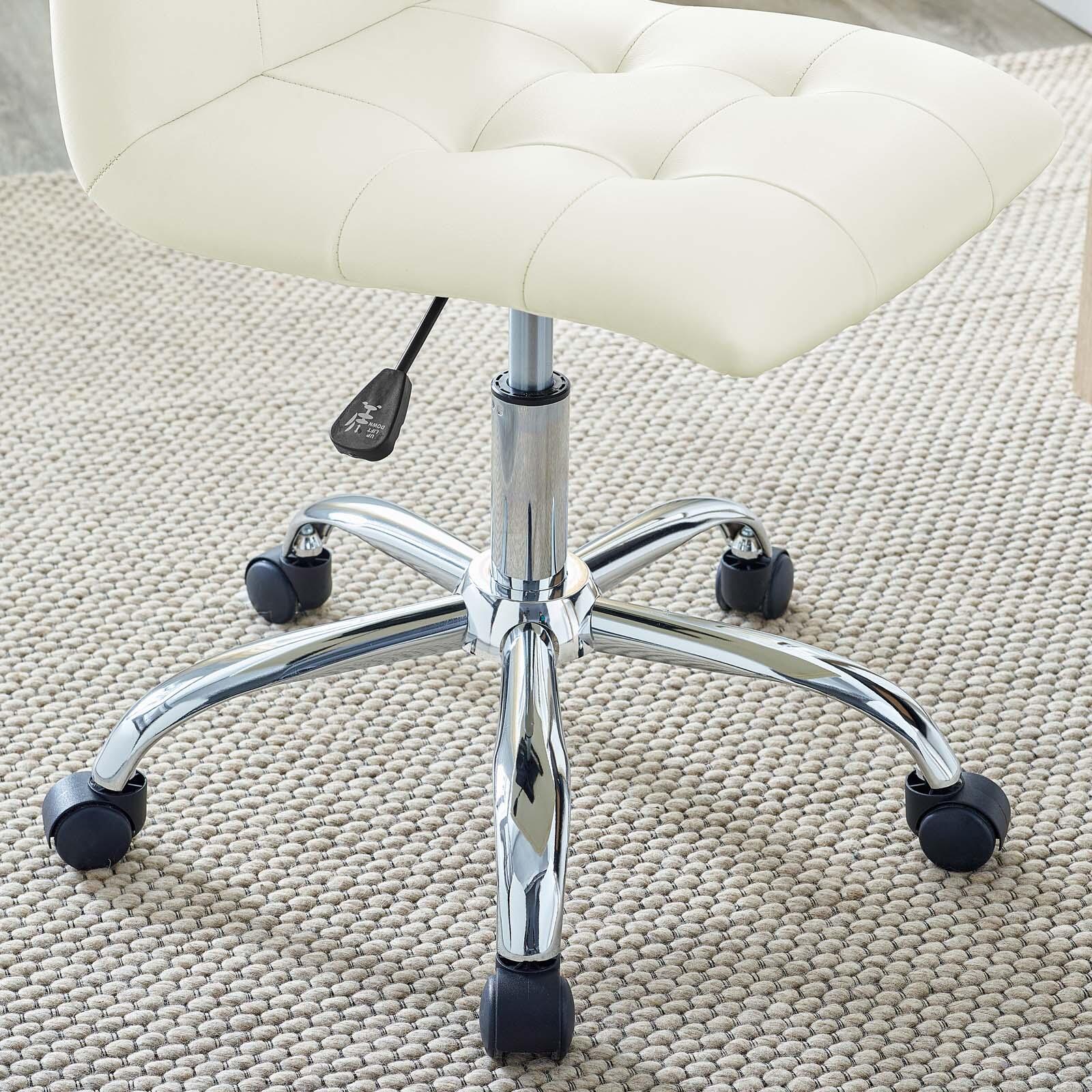 Modway Prim Armless Mid Back Office Chair, White, large