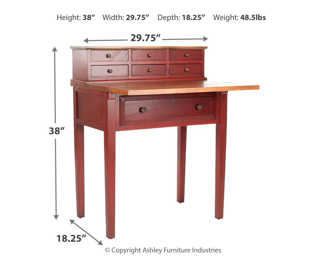 7 Drawer Fold Down Desk, , large
