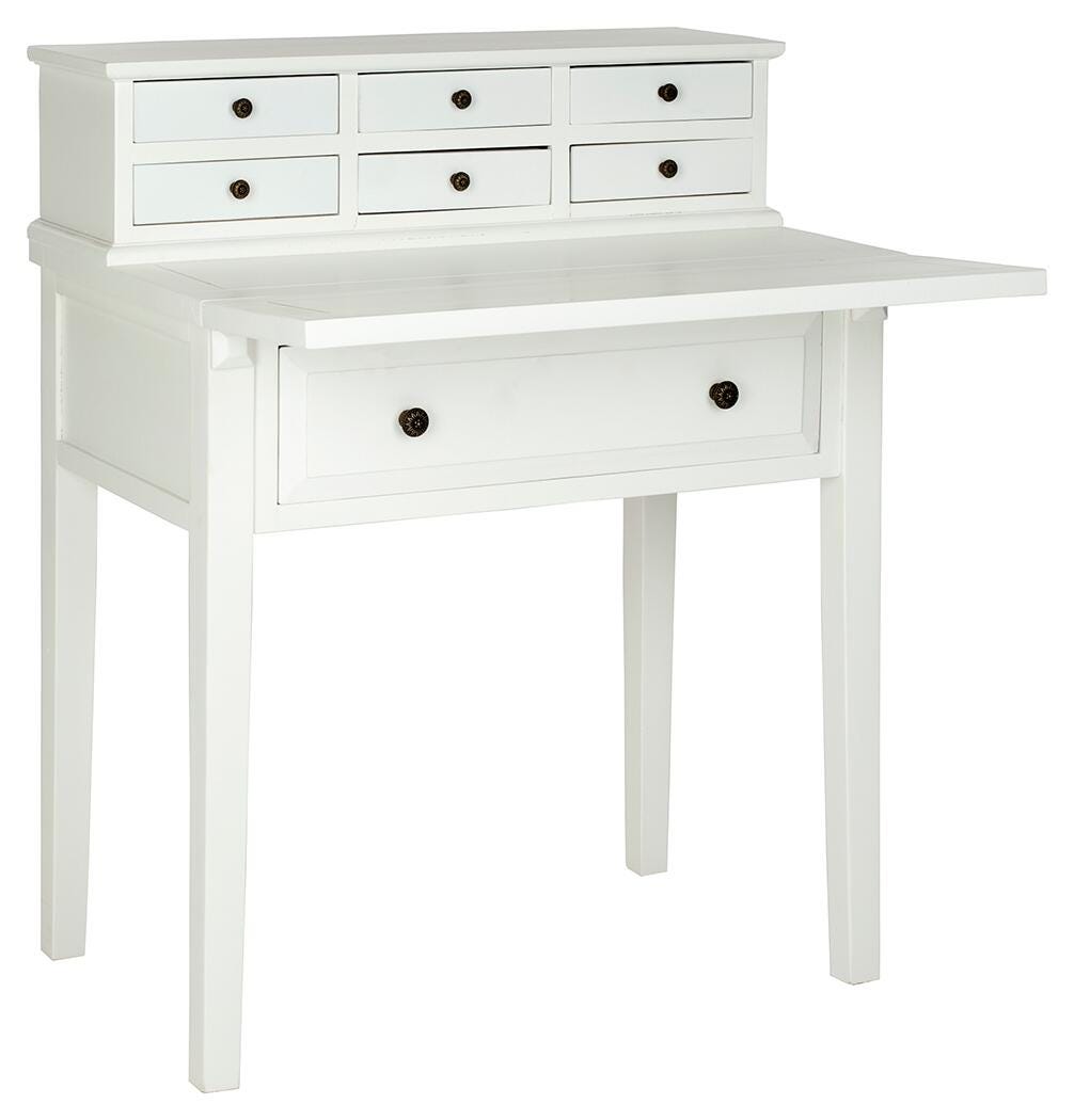 7 Drawer Fold Down Desk, White, large