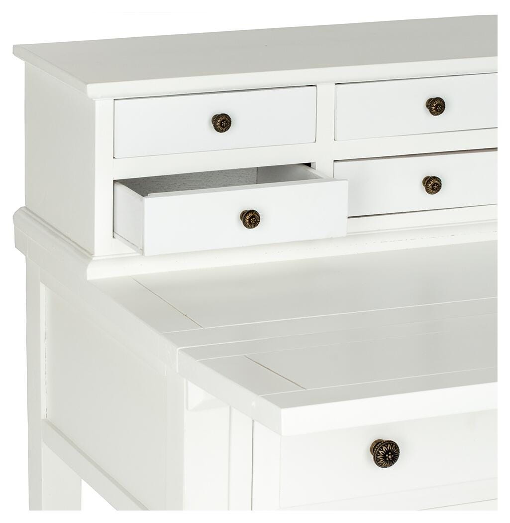 7 Drawer Fold Down Desk, White, large