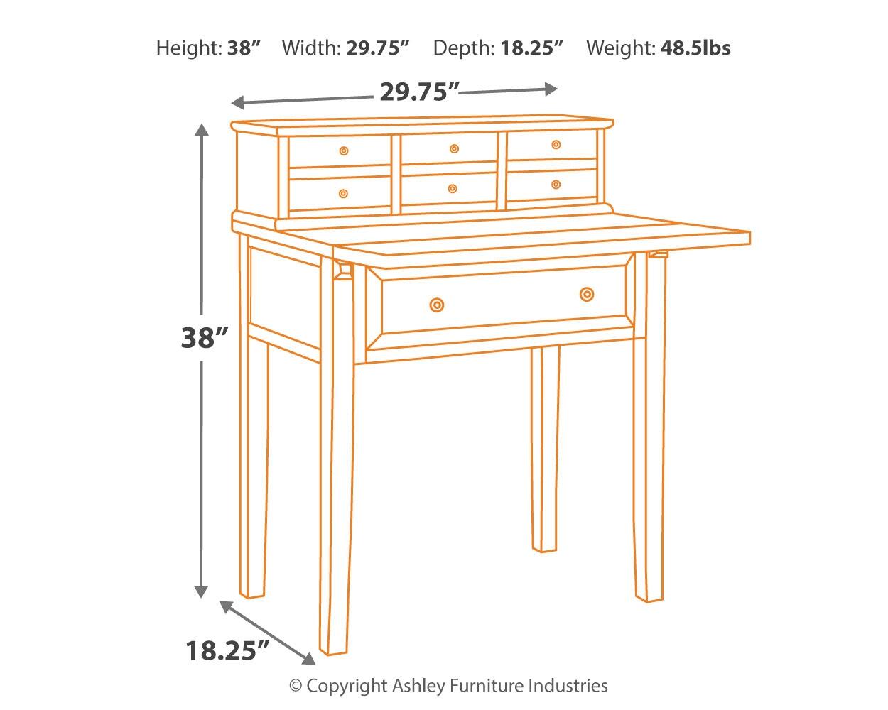 7 Drawer Fold Down Desk, Red, large