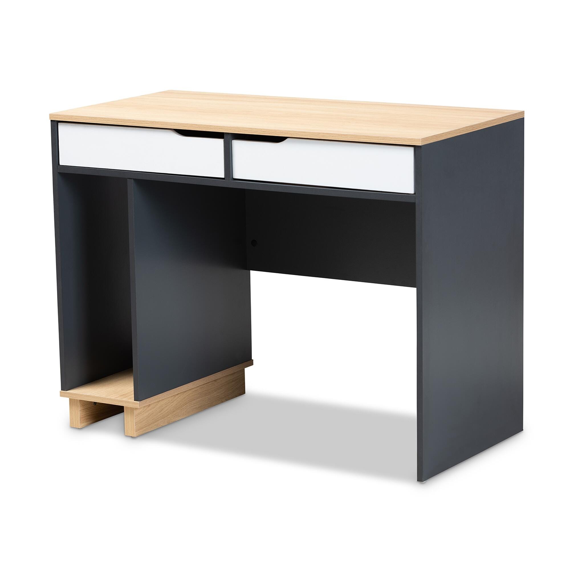Baxton Studio Reed 2-Drawer Multicolor Computer Desk, , large