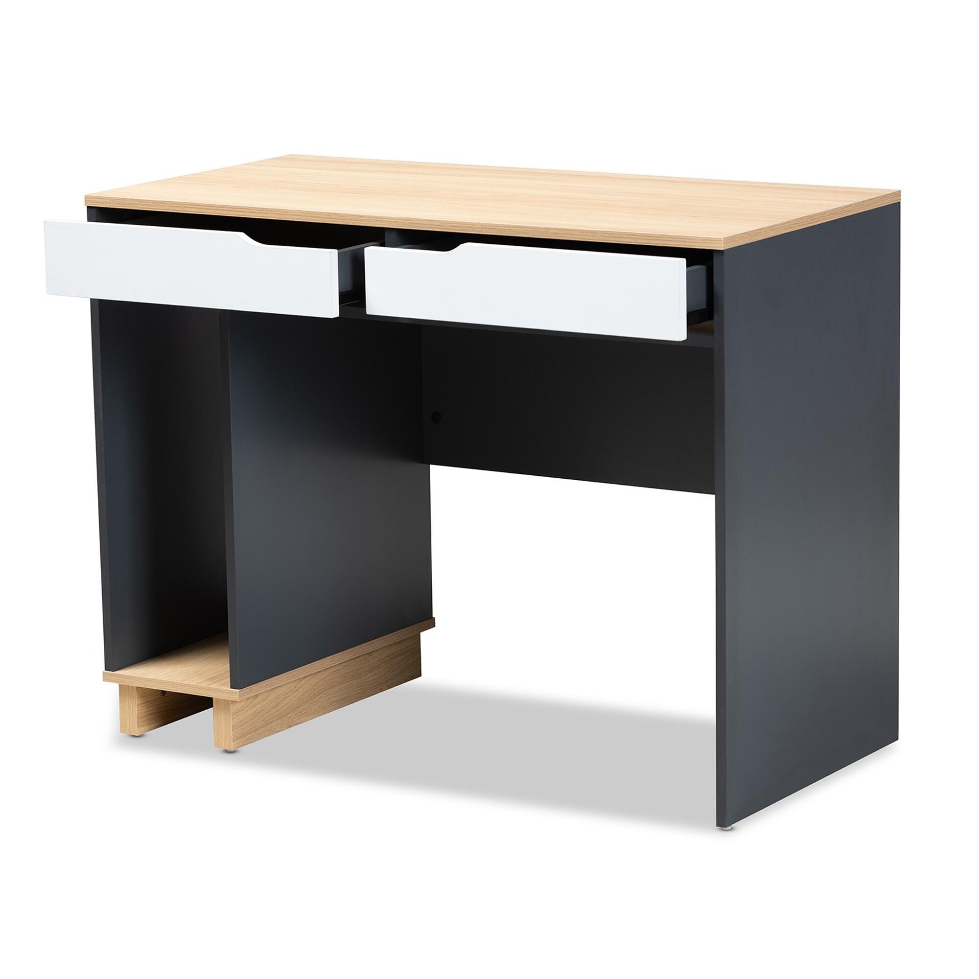 Baxton Studio Reed 2-Drawer Multicolor Computer Desk, , large
