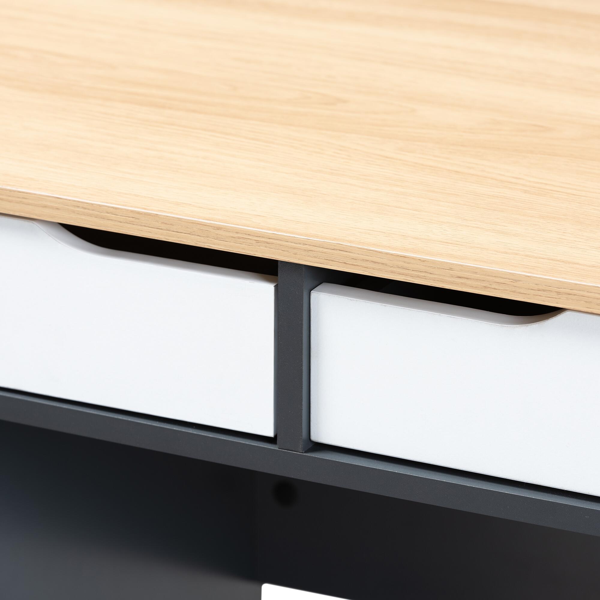 Baxton Studio Reed 2-Drawer Multicolor Computer Desk, , large