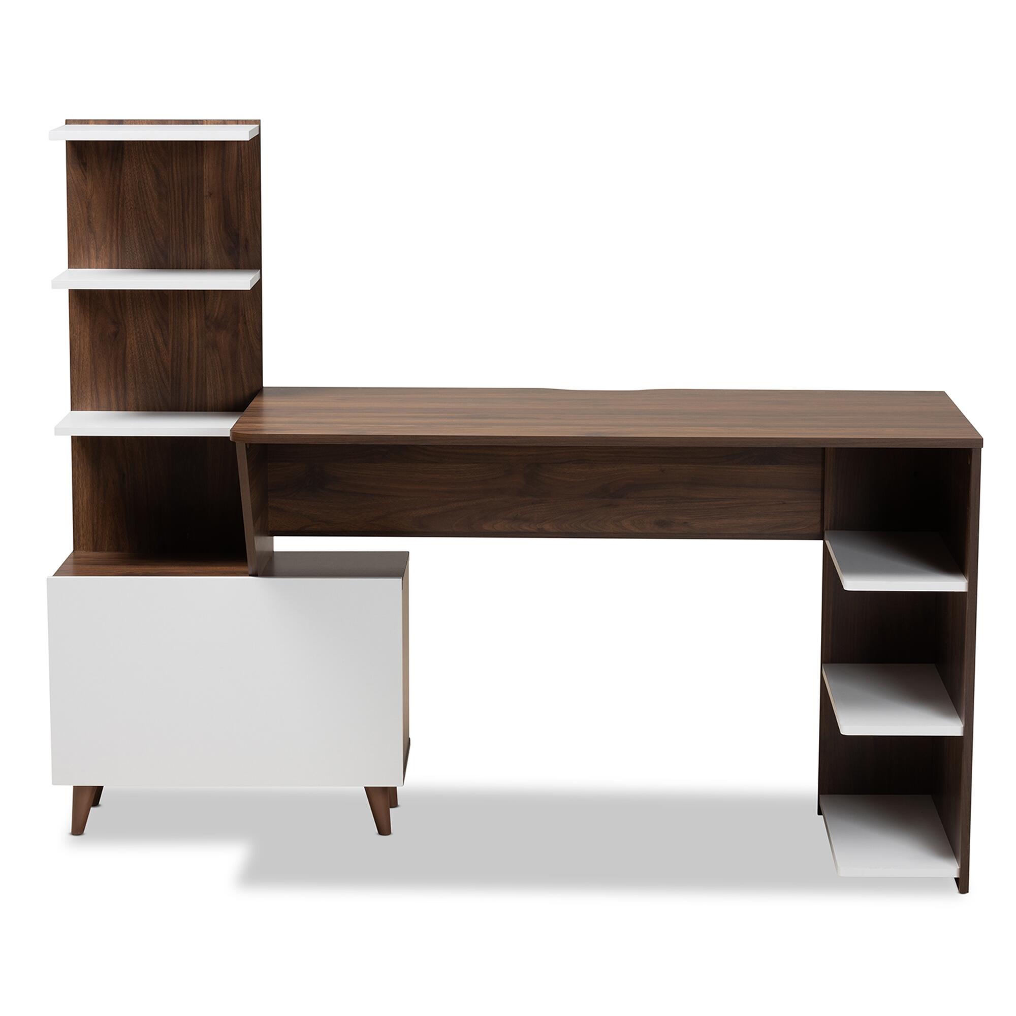 Baxton Studio Tobias Storage Computer Desk with Shelves, , large