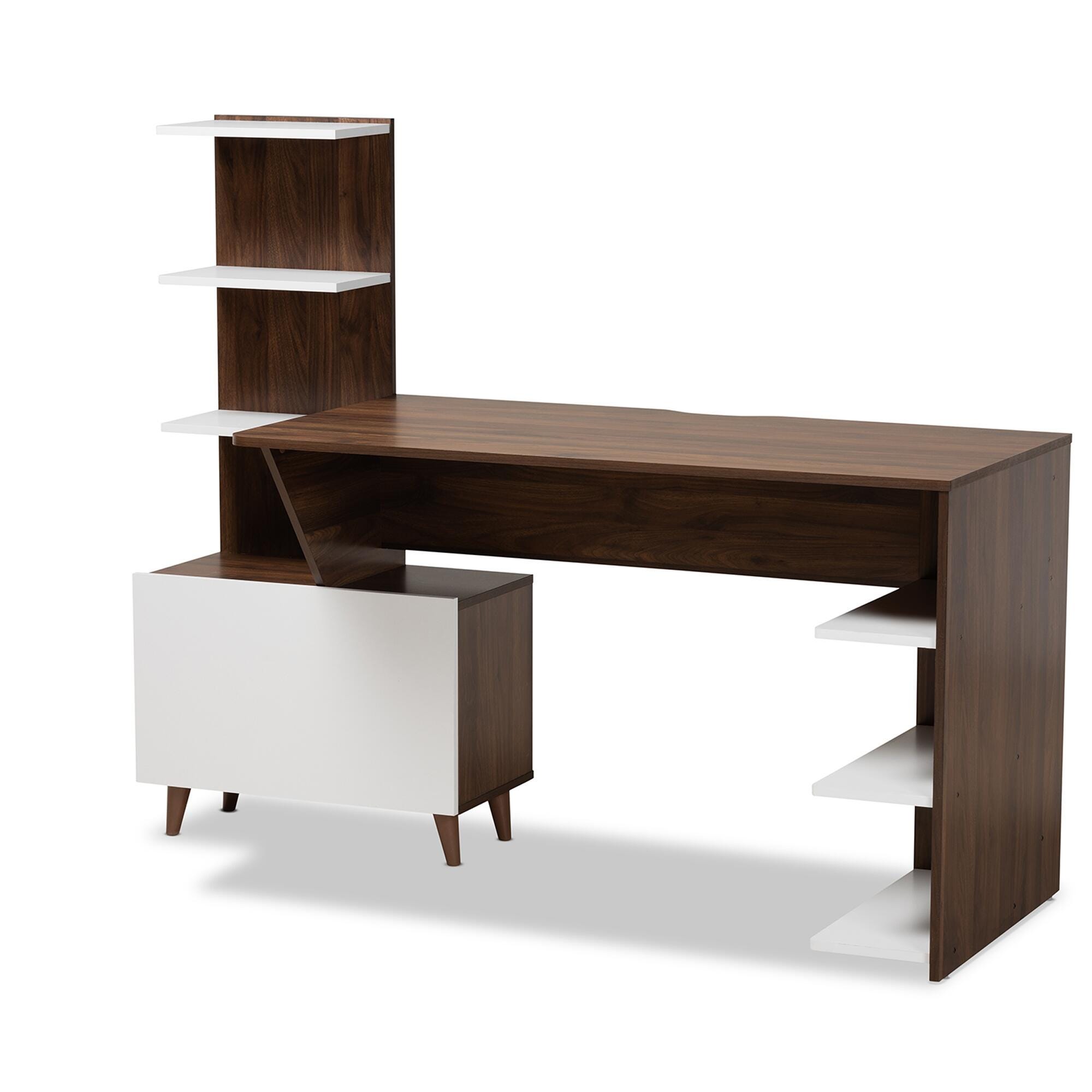 Baxton Studio Tobias Storage Computer Desk with Shelves | Ashley