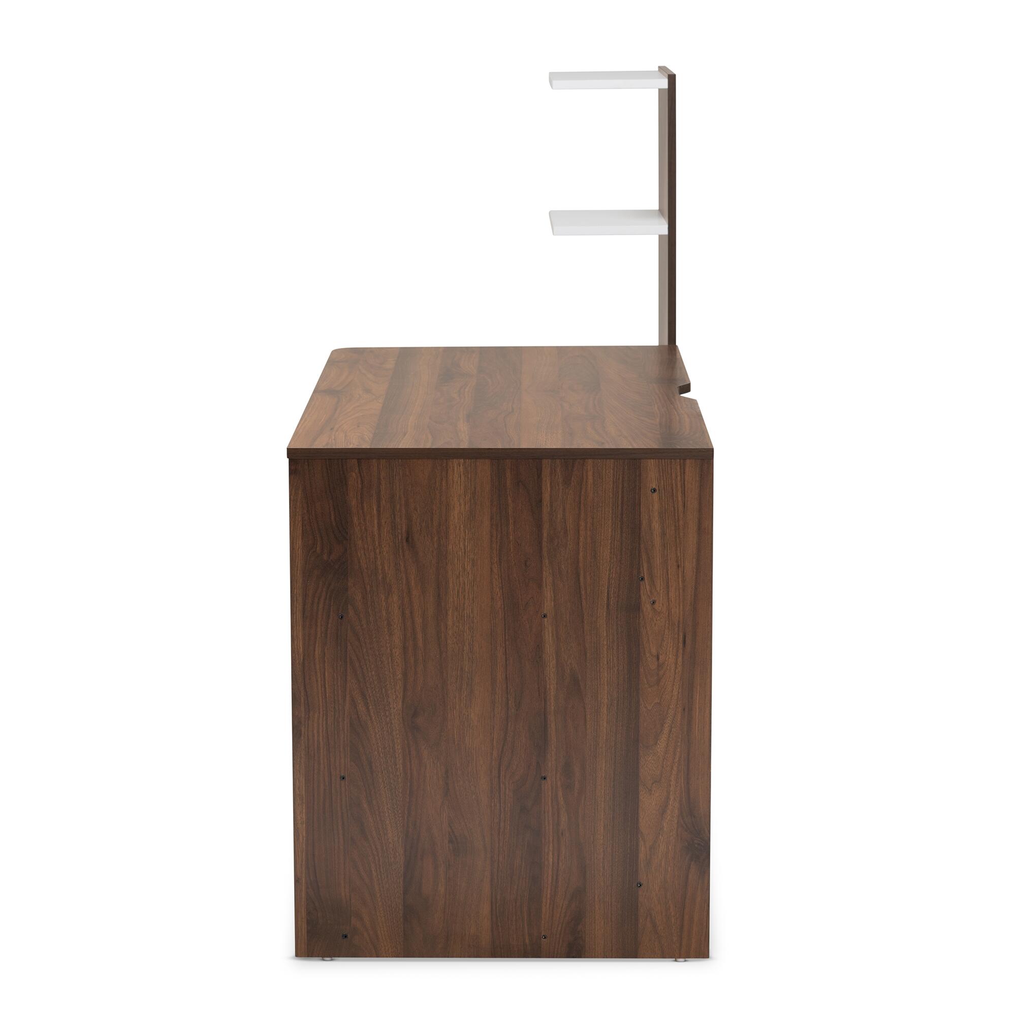 Baxton Studio Tobias Storage Computer Desk with Shelves, , large