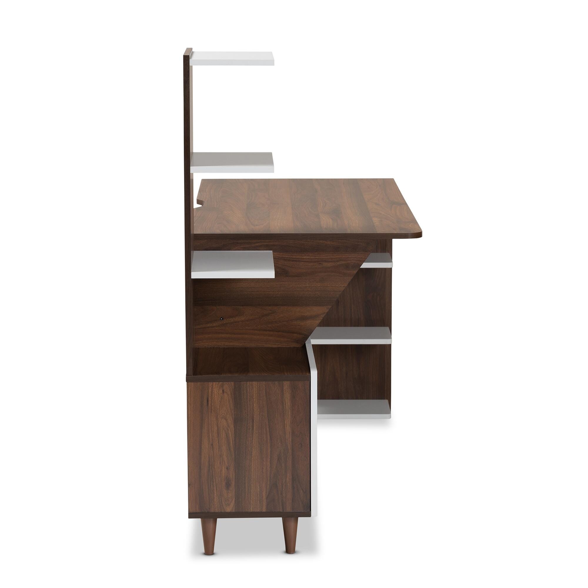 Baxton Studio Tobias Storage Computer Desk with Shelves, , large