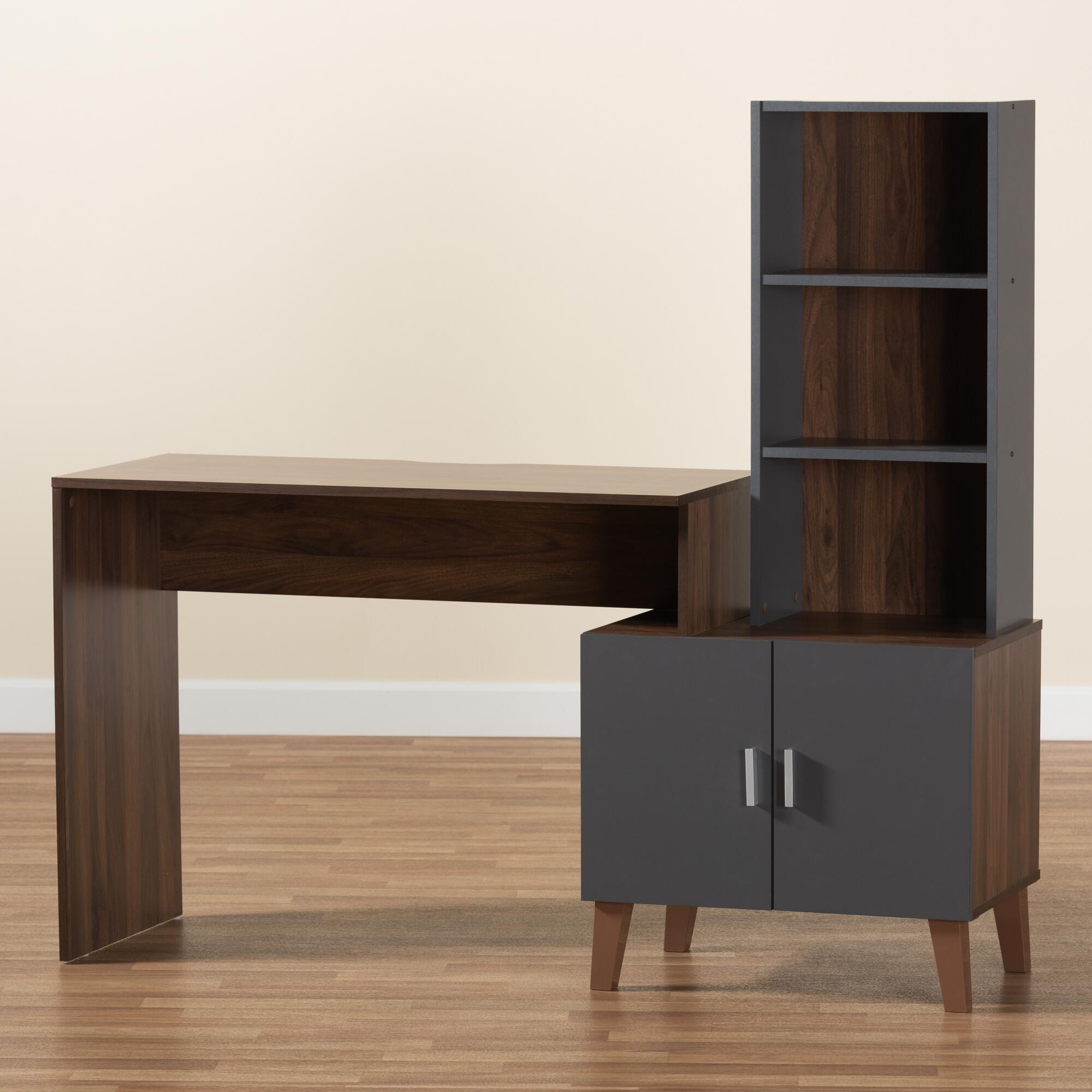 Boxton Studio Jaeger Two-Tone Desk with Shelves, , large