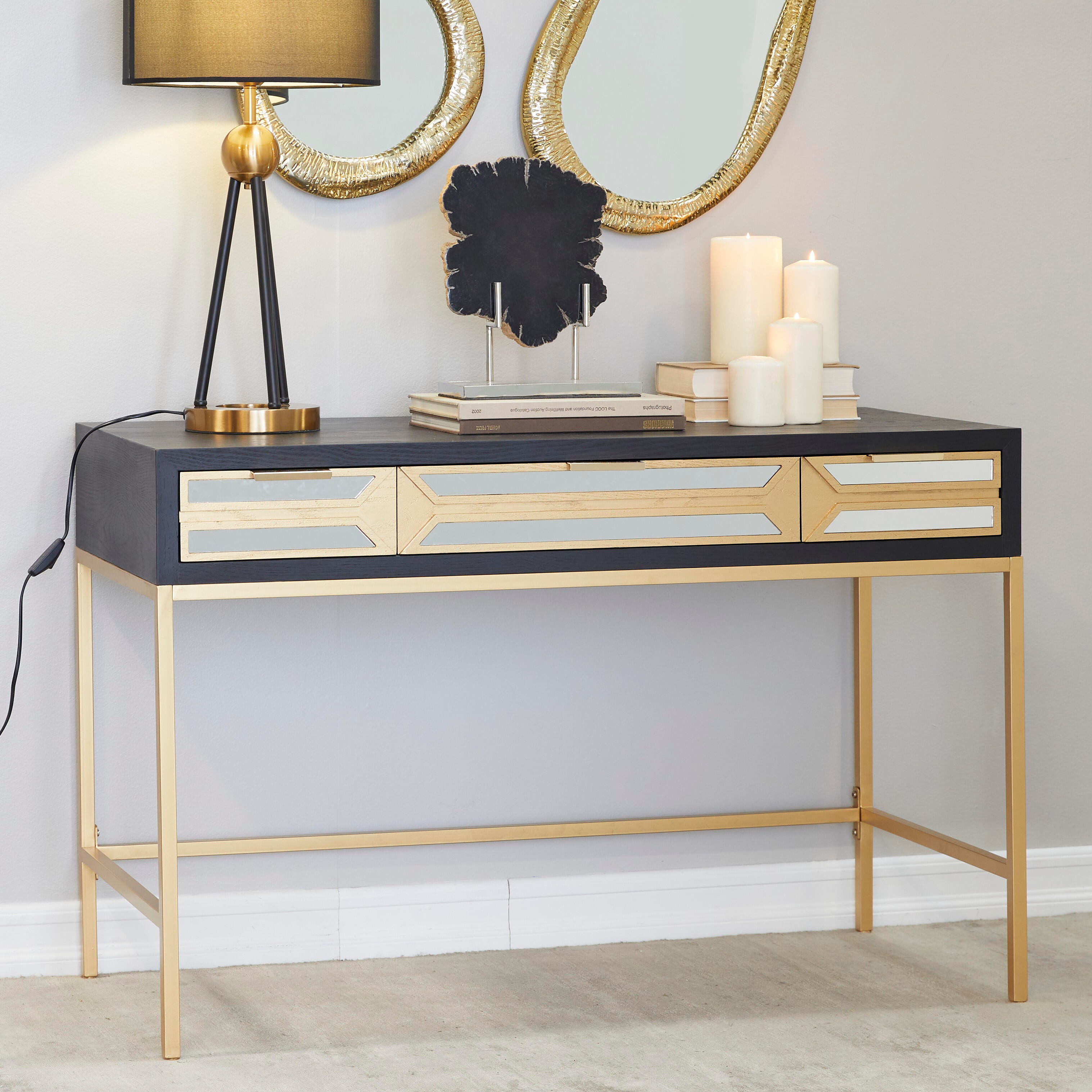 Bayberry Lane 46" Home Office Desk, Black, rollover