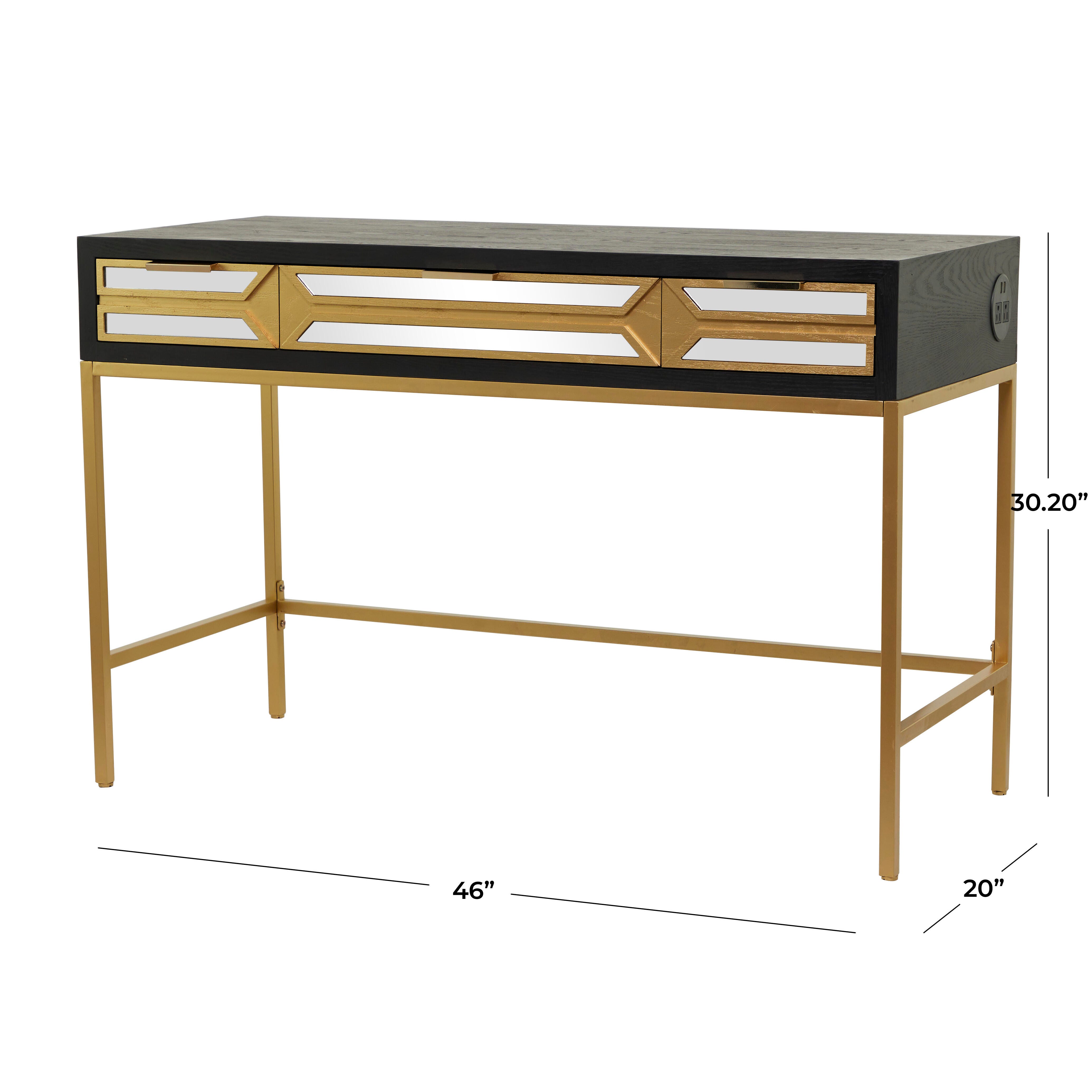 Bayberry Lane 46" Home Office Desk, Black, large