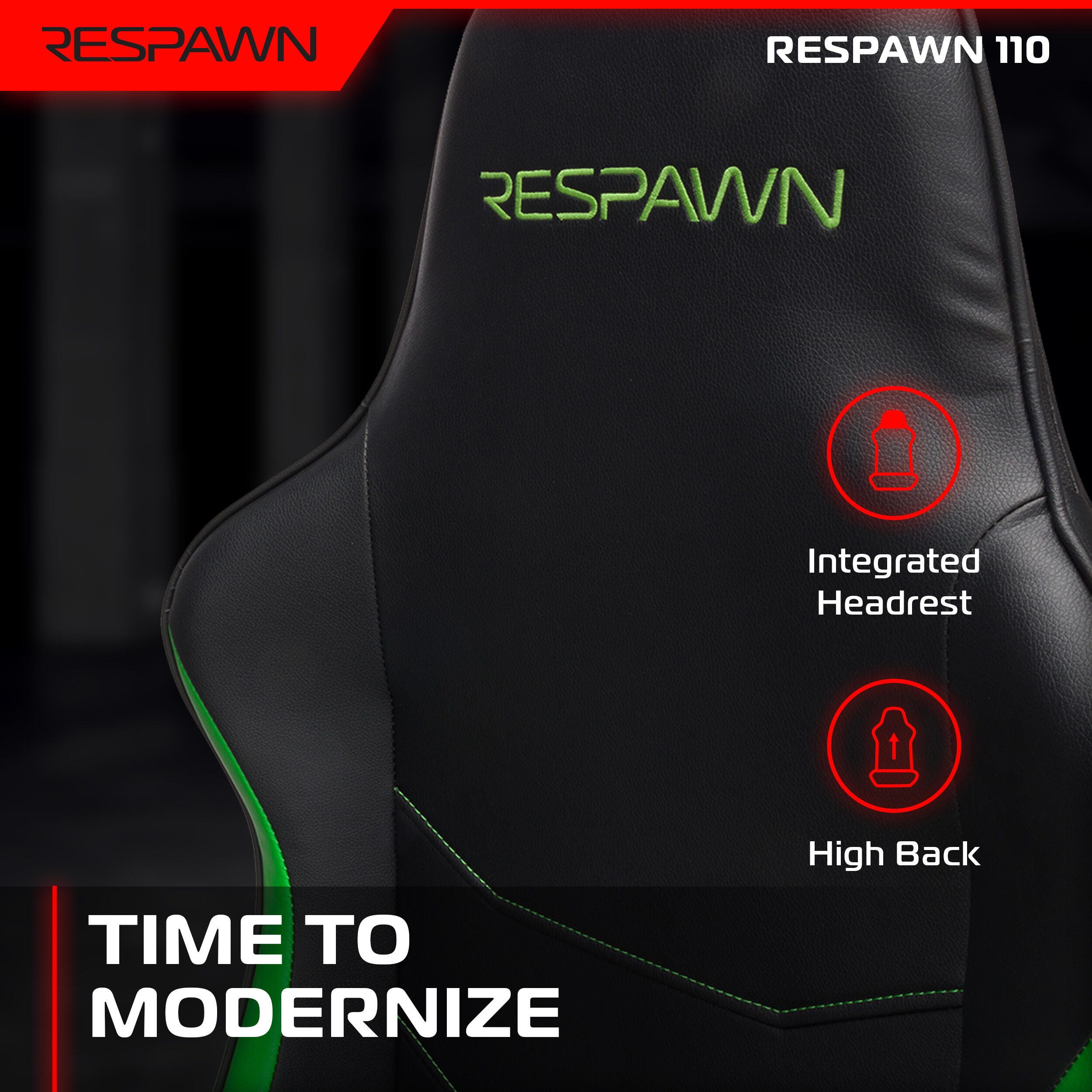 RESPAWN 110 Ergonomic Gaming Chair, Green, large