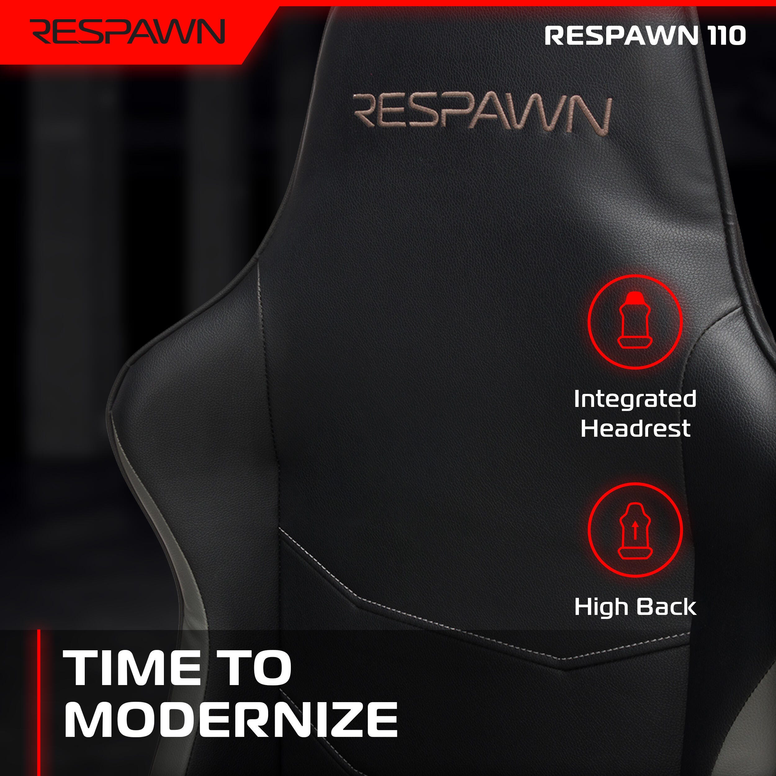 RESPAWN 110 Ergonomic Gaming Chair, Gray, large