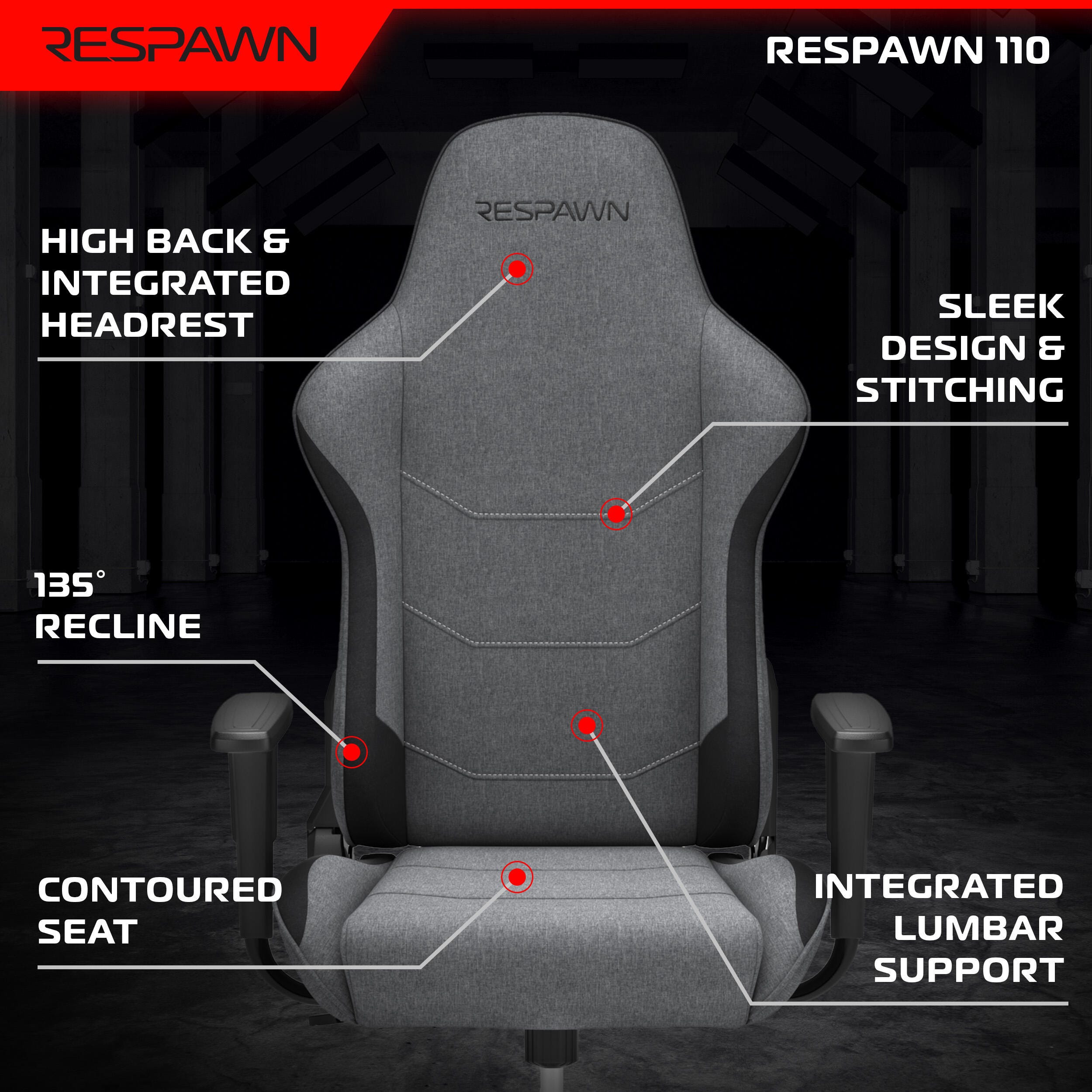 RESPAWN 110 Ergonomic Gaming Chair, , large