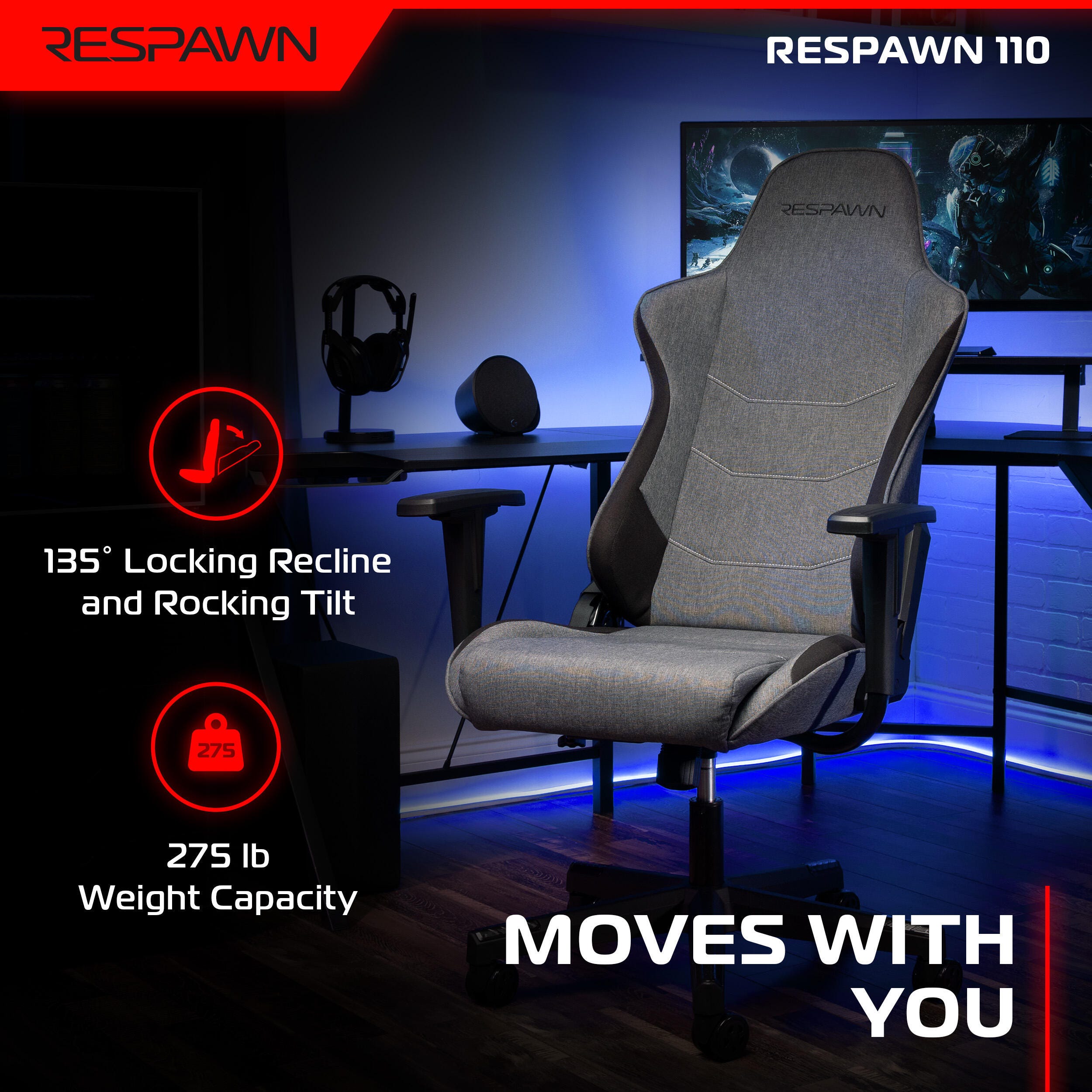 RESPAWN 110 Ergonomic Gaming Chair, , large