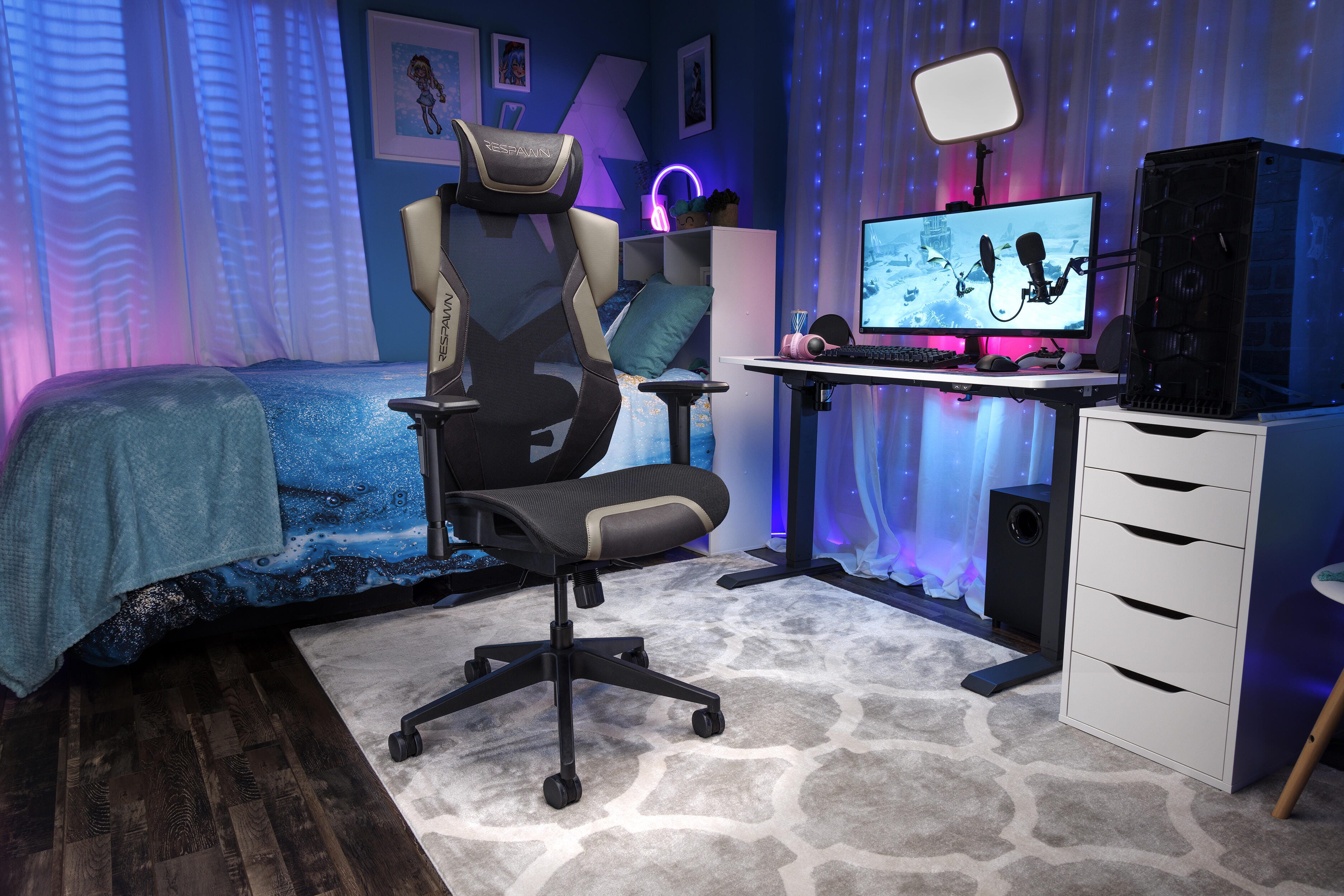 RESPAWN FLEXX Mesh Gaming Chair, Brown, large