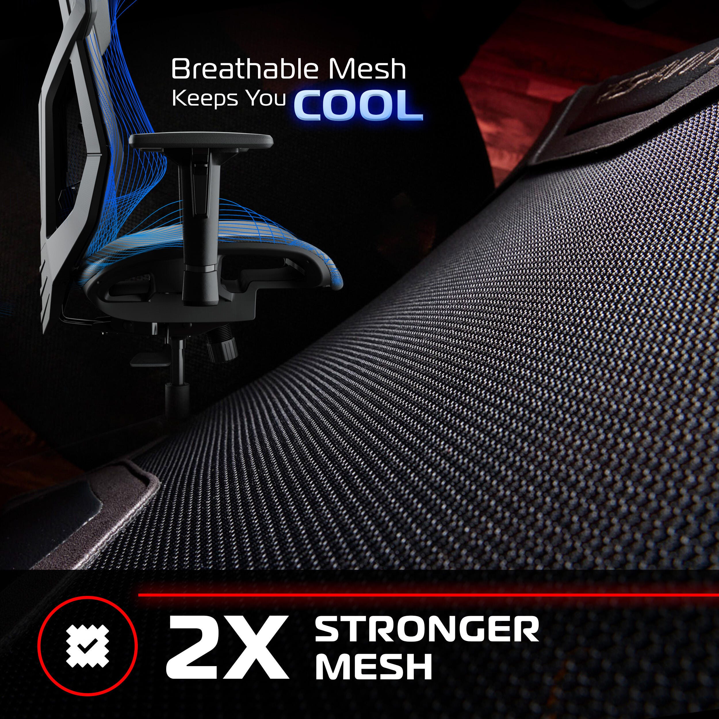 RESPAWN FLEXX Mesh Gaming Chair, Red, large