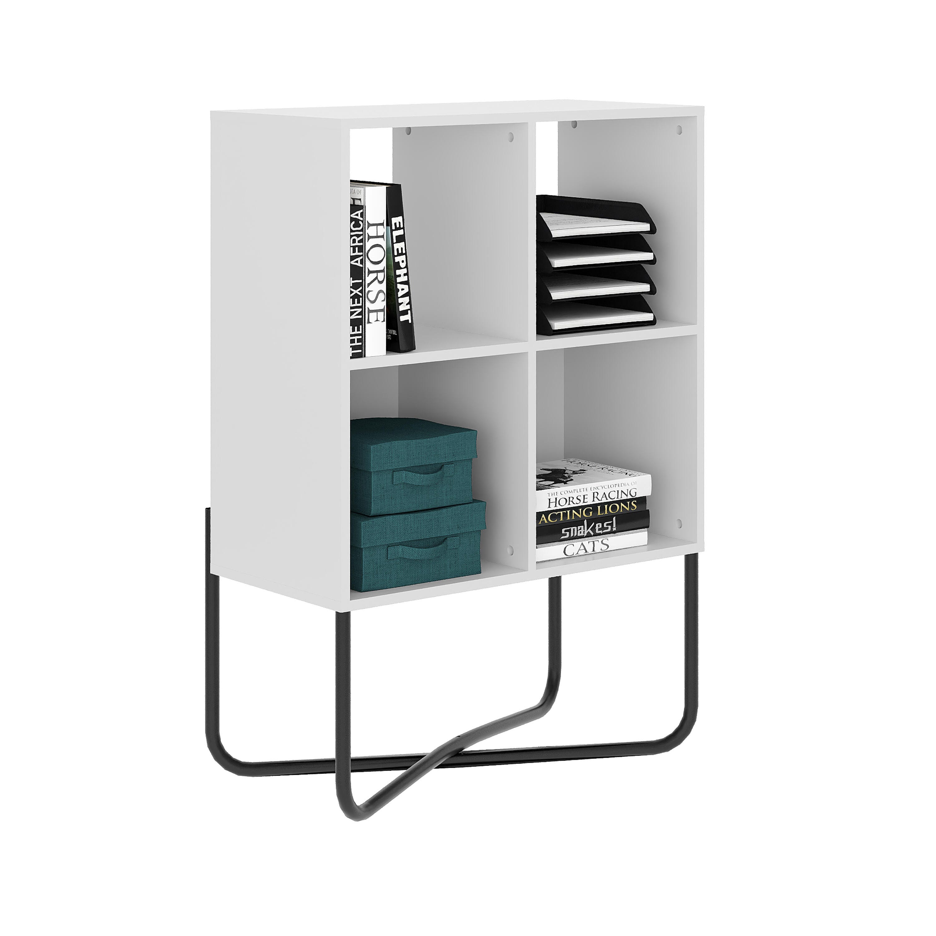 Techni Mobili Geometric Bookcase, White, large