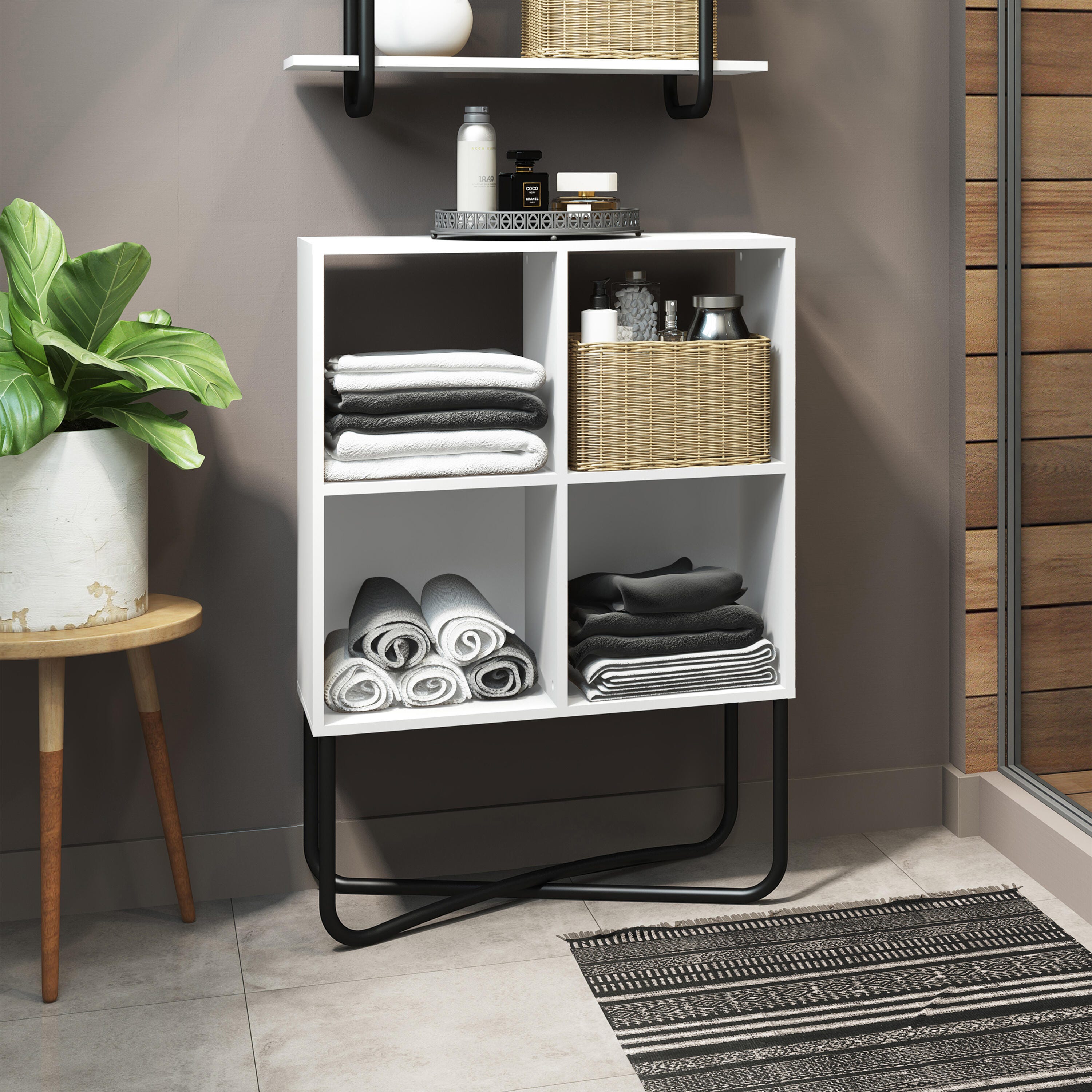 Techni Mobili Geometric Bookcase, White, large