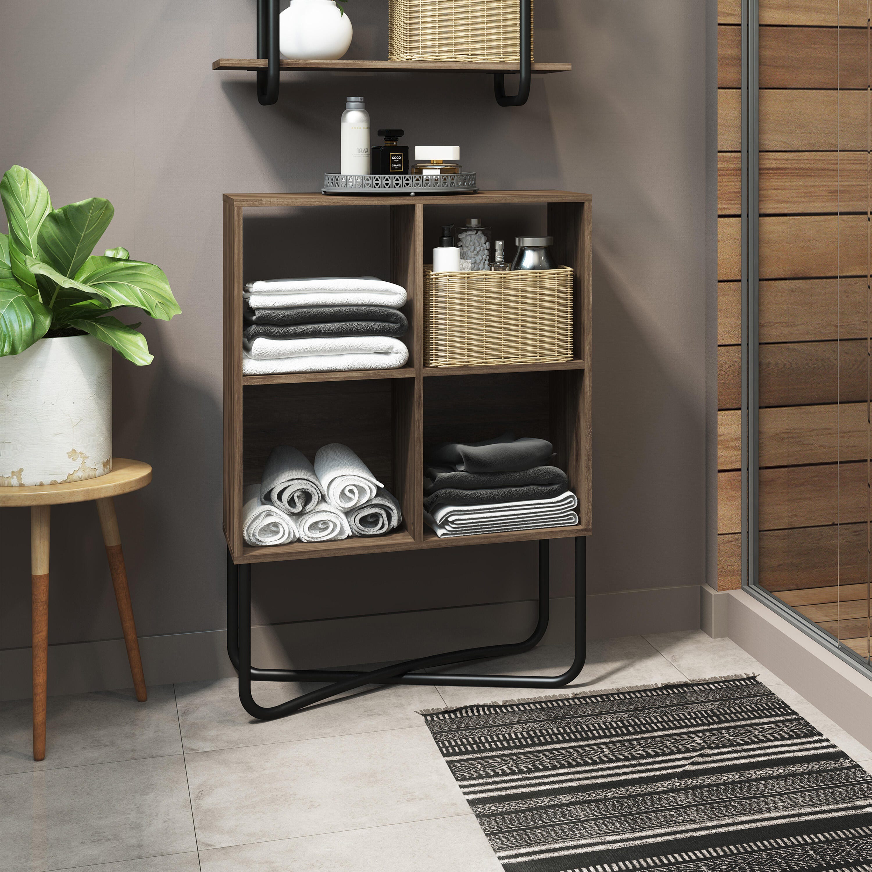 Techni Mobili Geometric Bookcase, Walnut, large