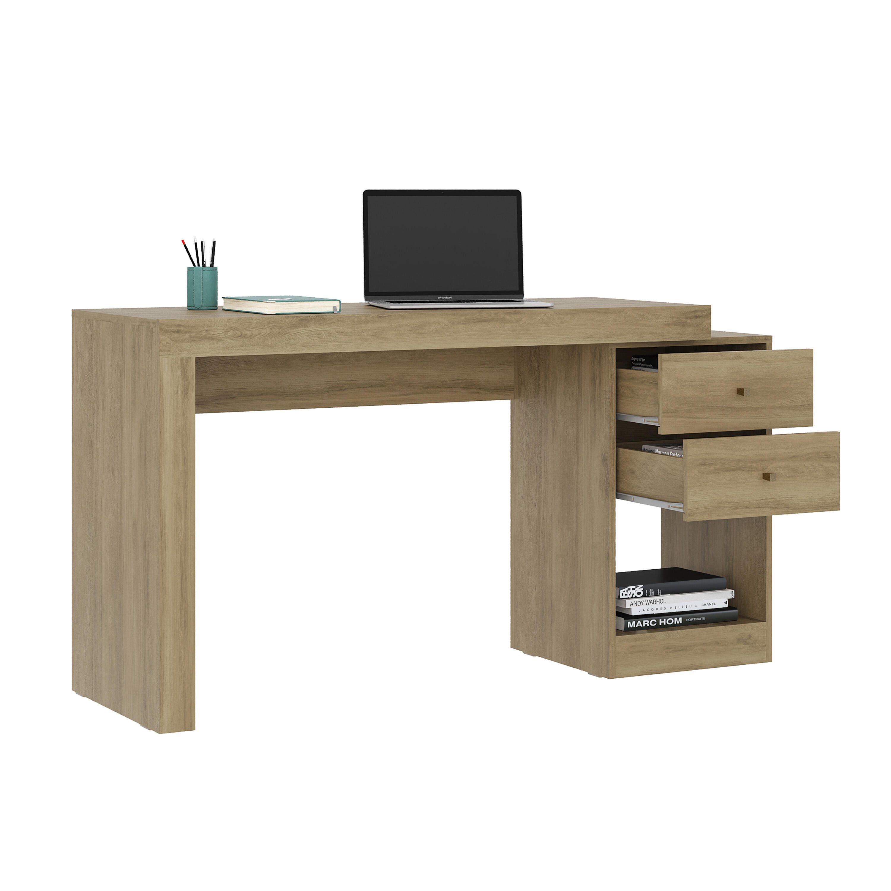 Techni Mobili 47" Expandable Home Office Desk, Pine, large